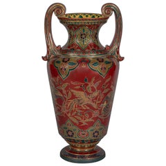 Large Austrian Art Nouveau Two-Handled Maroon Ground Pottery Vase, circa 1890