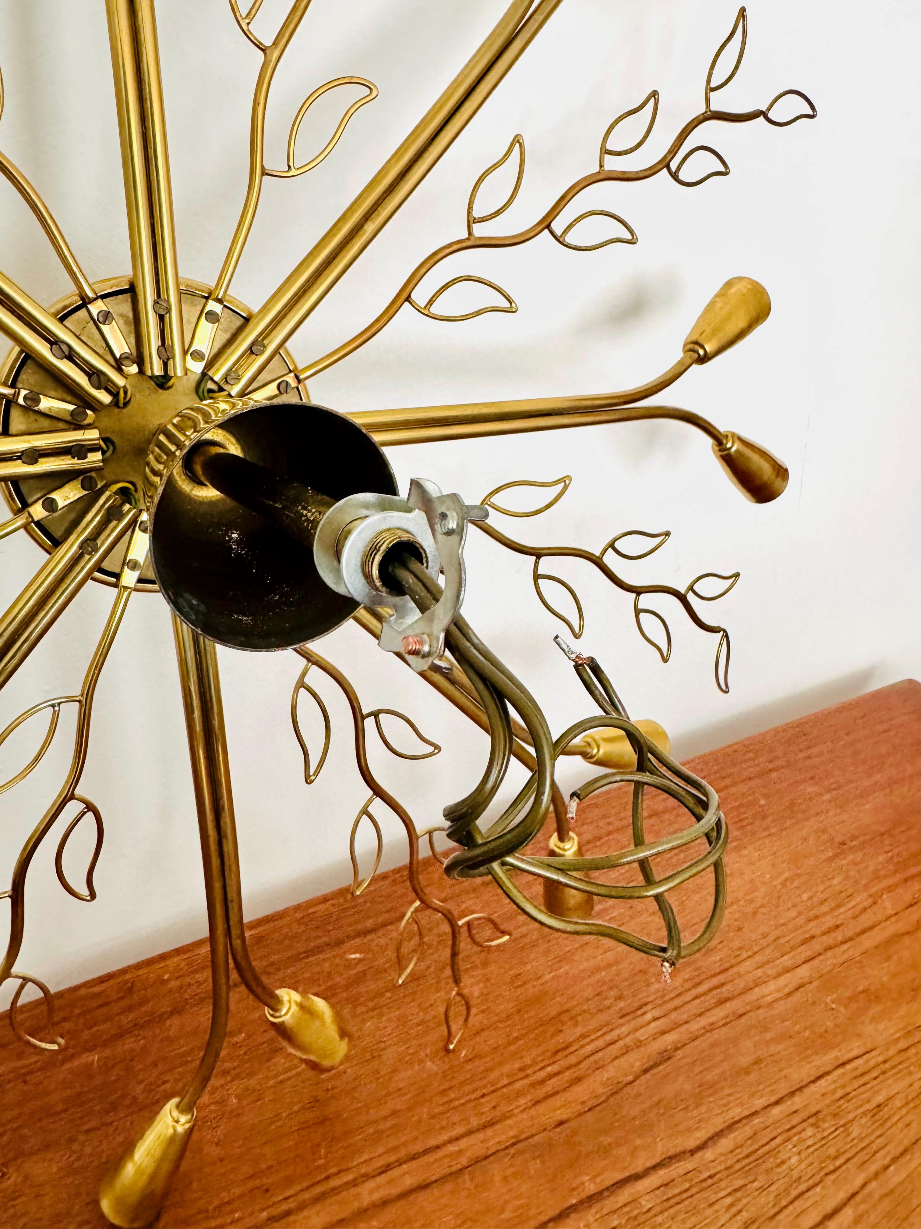 Large Austrian Brass Chandelier by Rupert Nikoll in vendita 10