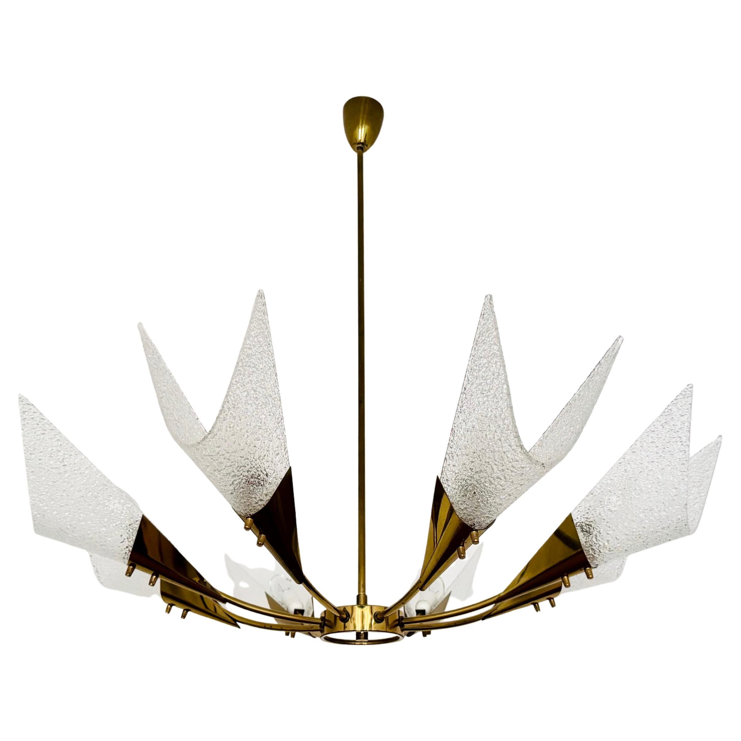 Large Austrian Brass Chandelier by Rupert Nikoll