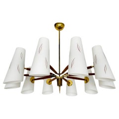Grande lampadario austriaco in ottone di Rupert Nikoll