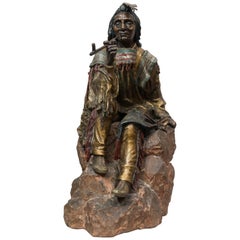 Large Austrian Cold Painted Bronze Figure of an Indian by Carl Kauba, circa 1900