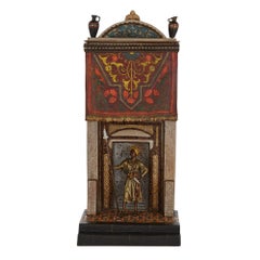 Large Austrian Cold-Painted Bronze Lamp of a Palace Guard by Bergman