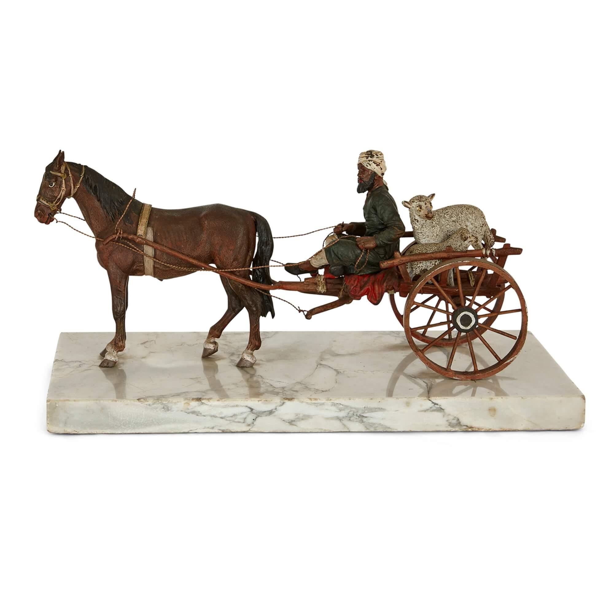 Large Austrian cold-painted bronze sculpture by Franz Xaver Bergman
Austrian, Early 20th Century 
Height 15cm, width 30cm, depth 15cm

Sculpted and made by Franz Xaver Bergman (Austrian, 1861-1936), this magnificent piece is an example of the