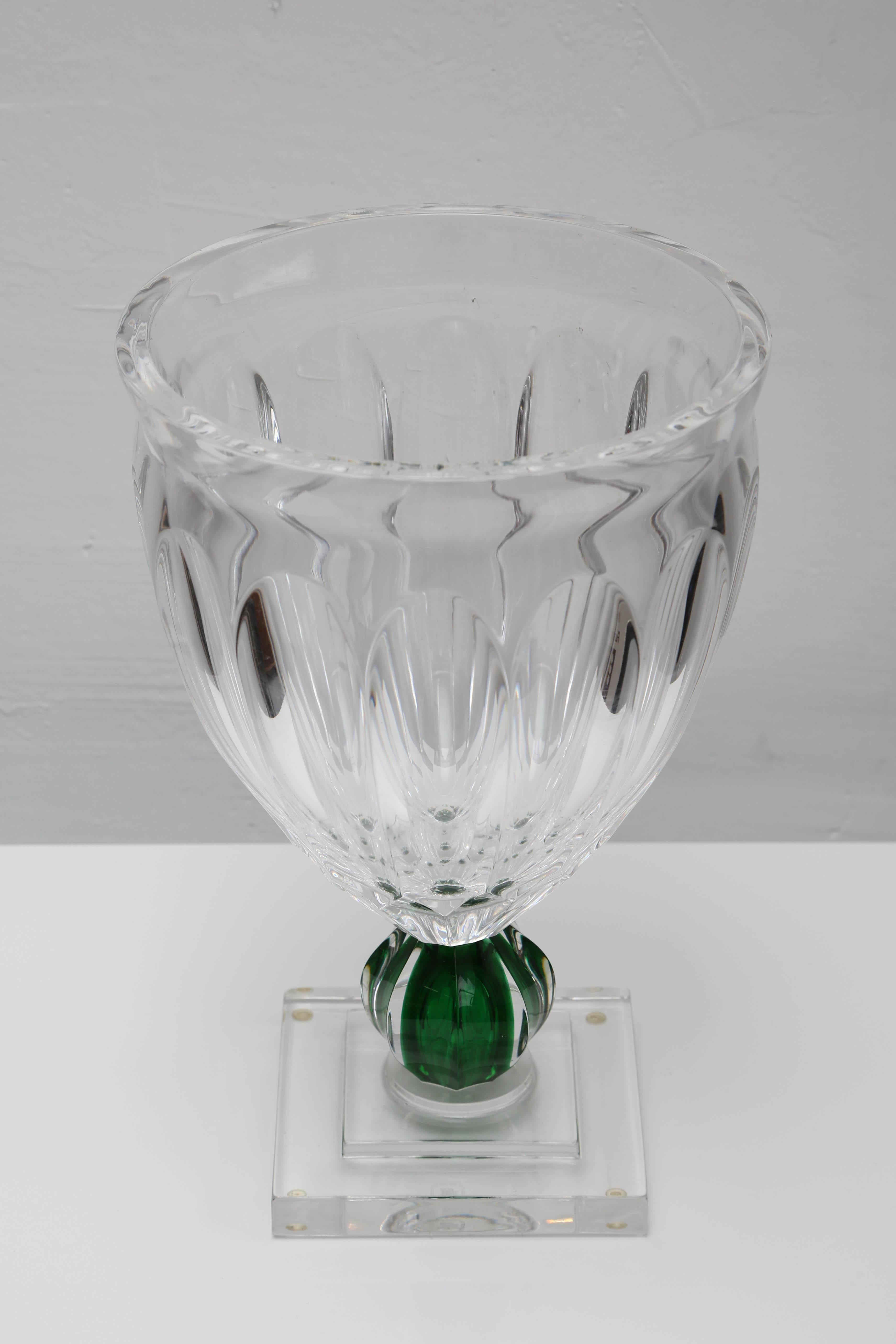 Oversized crystal vase.
