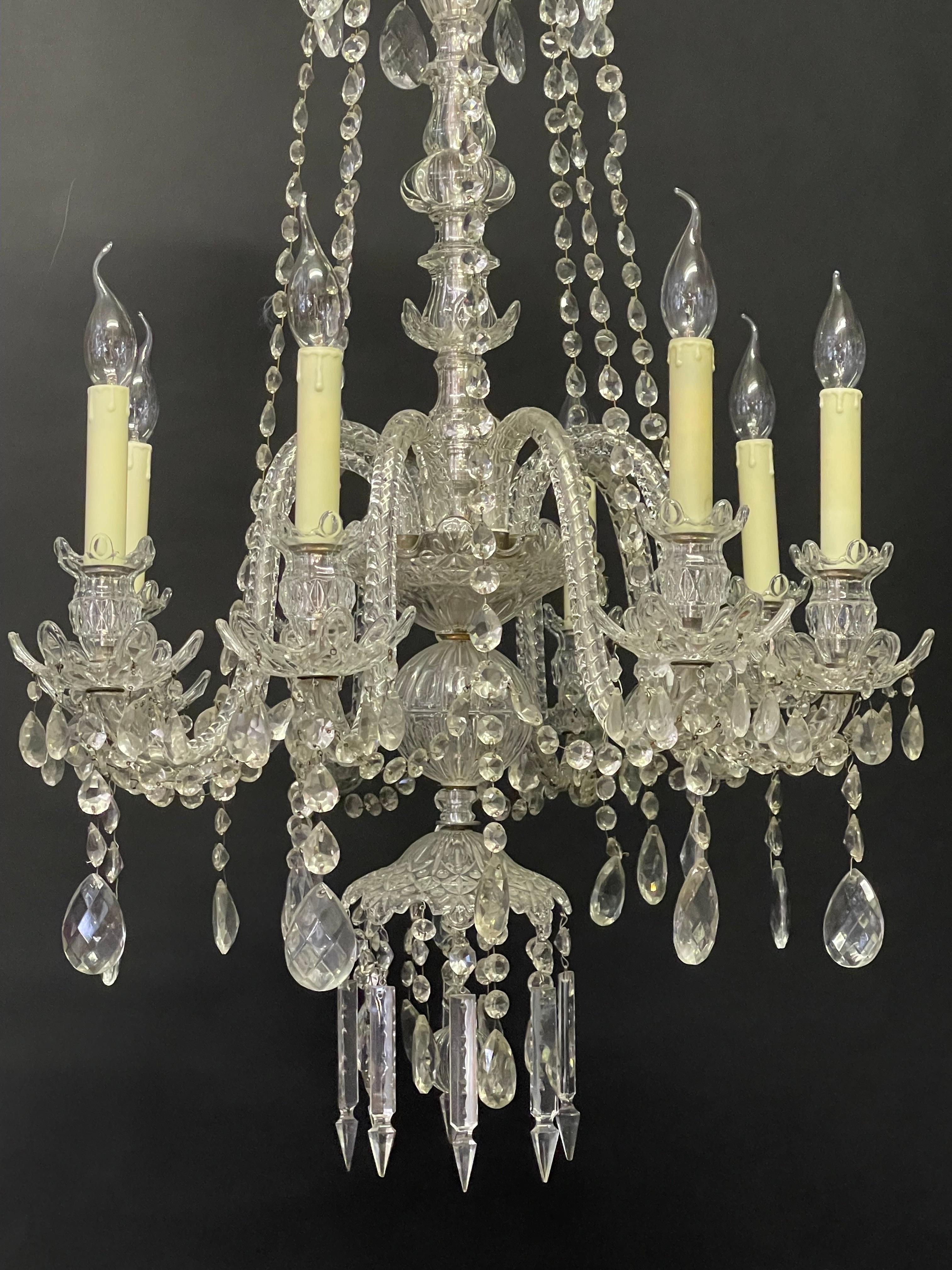 Large Austrian Cut Crystal and Glass Chandelier Attr. to Lobmeyr, ca.1920s For Sale 4