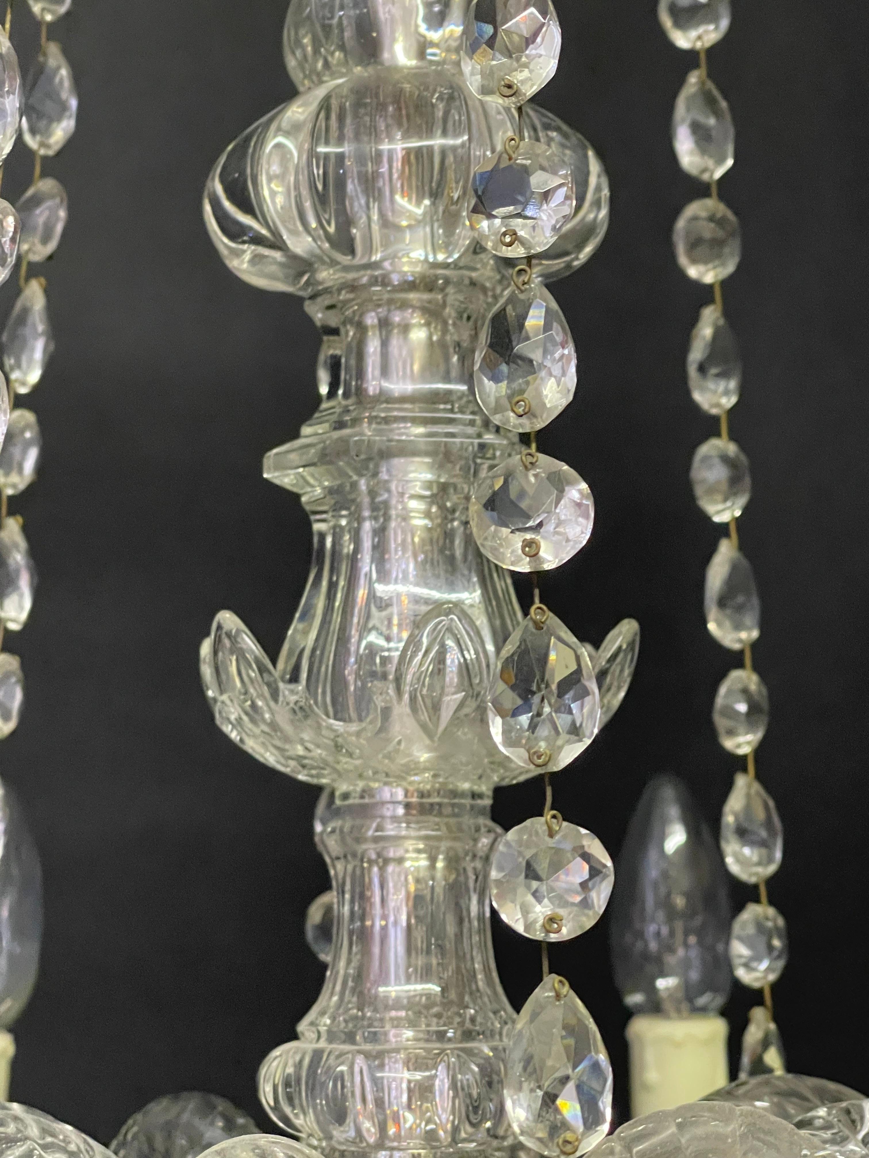 Large Austrian Cut Crystal and Glass Chandelier Attr. to Lobmeyr, ca.1920s For Sale 5