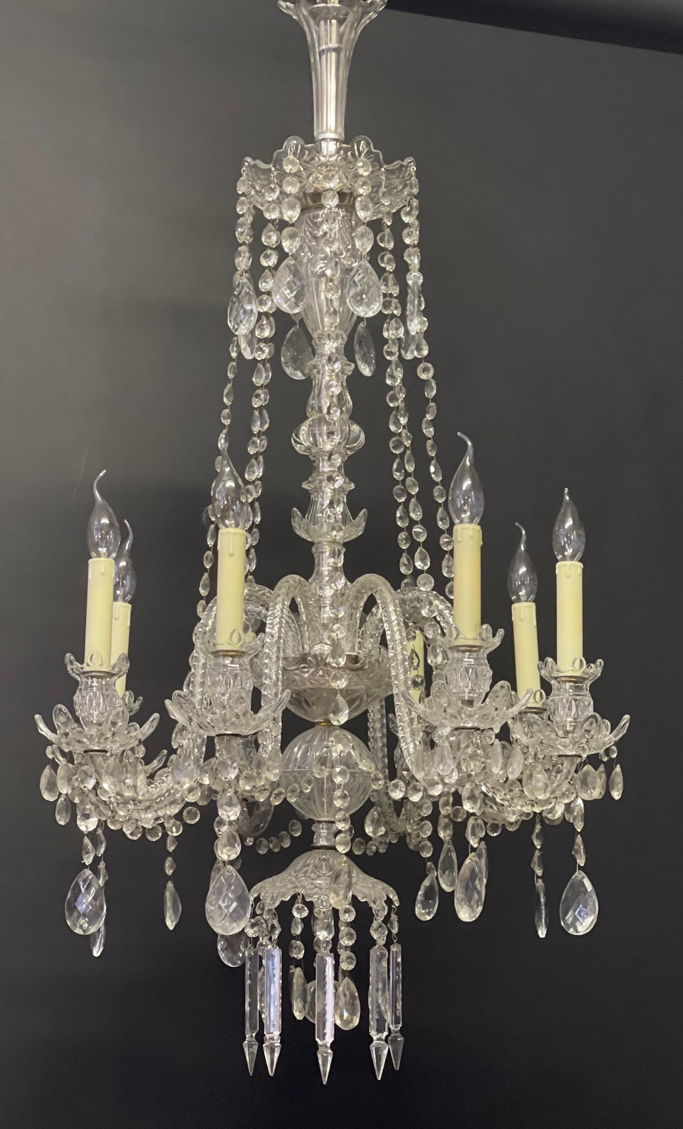 Large Austrian Cut Crystal and Glass Chandelier Attr. to Lobmeyr, ca.1920s For Sale 6