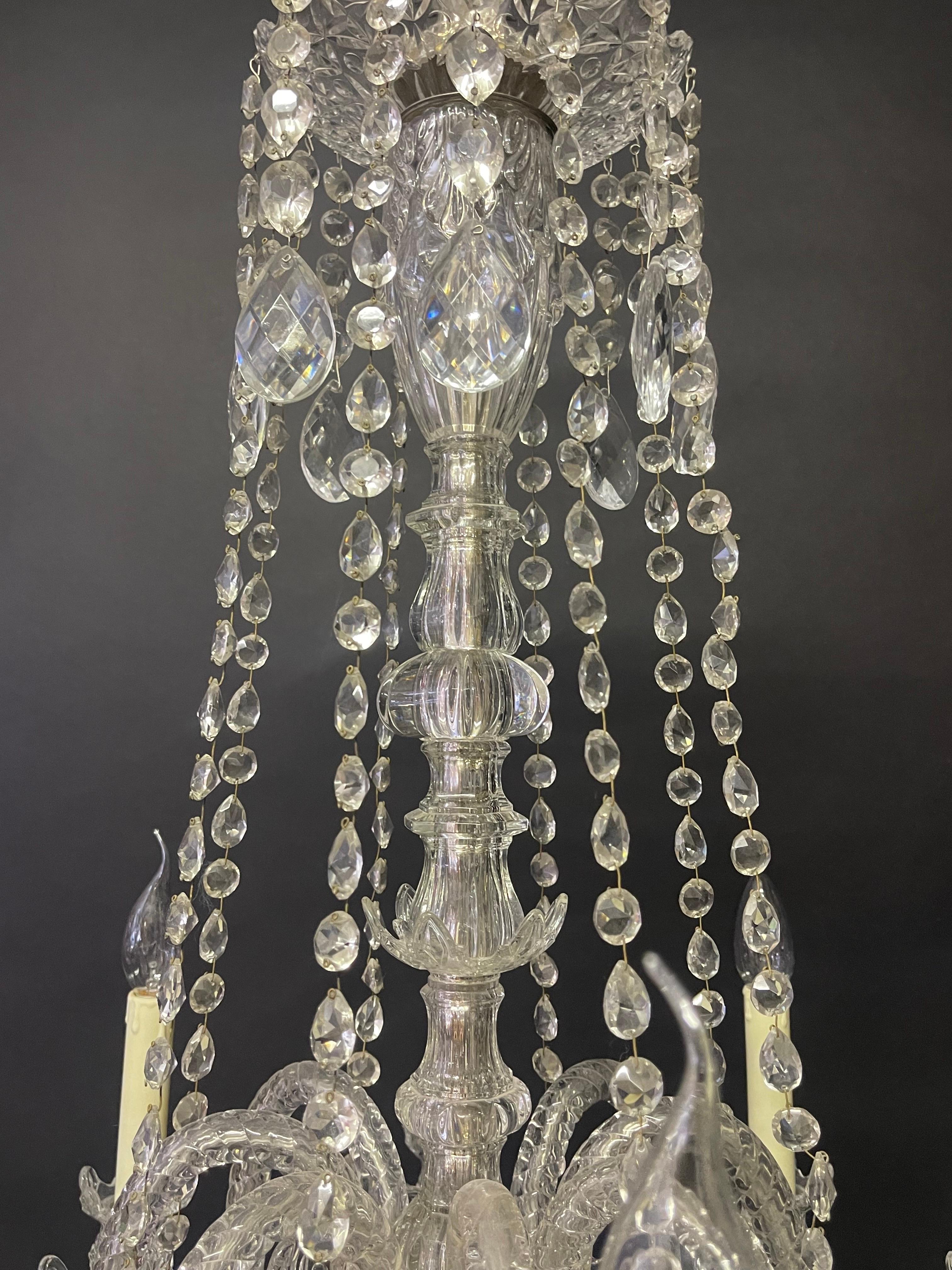 Large Austrian Cut Crystal and Glass Chandelier Attr. to Lobmeyr, ca.1920s For Sale 7