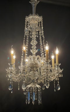 Large Austrian Cut Crystal and Glass Chandelier Attr. to Lobmeyr, ca.1920s