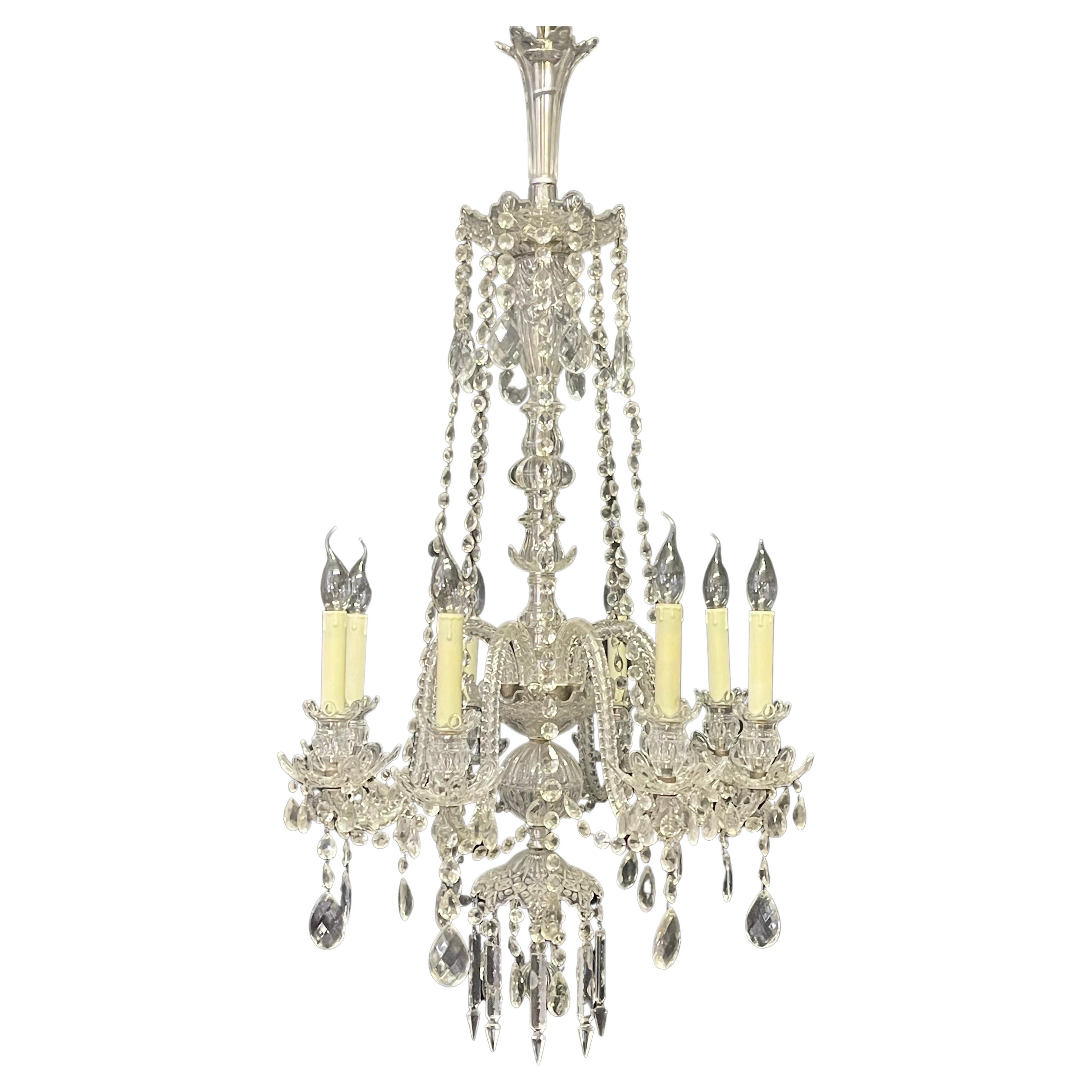Large Austrian Cut Crystal and Glass Chandelier Attr. to Lobmeyr, ca.1920s For Sale