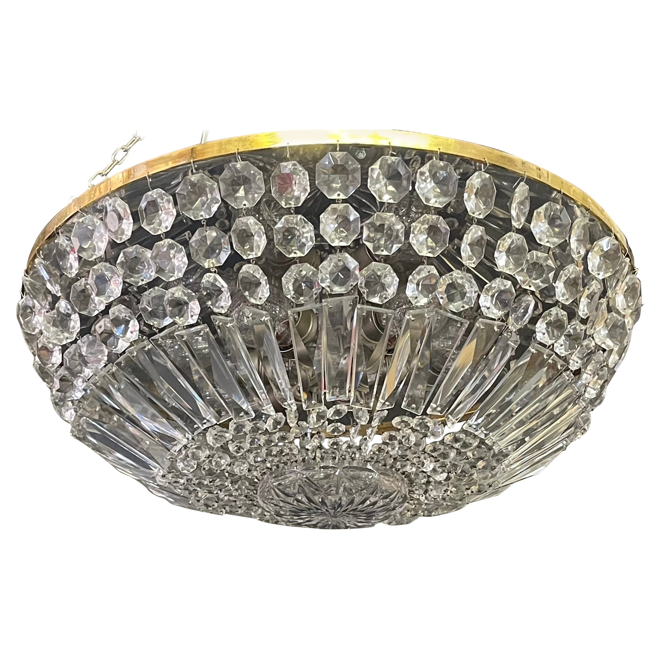 Large Austrian Cut - Crystal Flush Mount by W.Bakalowits, circa 1940s