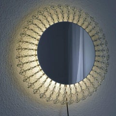 Large Austrian Vintage Illuminated Crystal-Glass Wall Mirror, 1960s