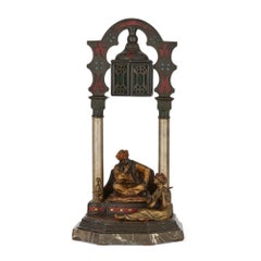 Large Austrian Islamic-Style Cold-Painted Bronze Lamp