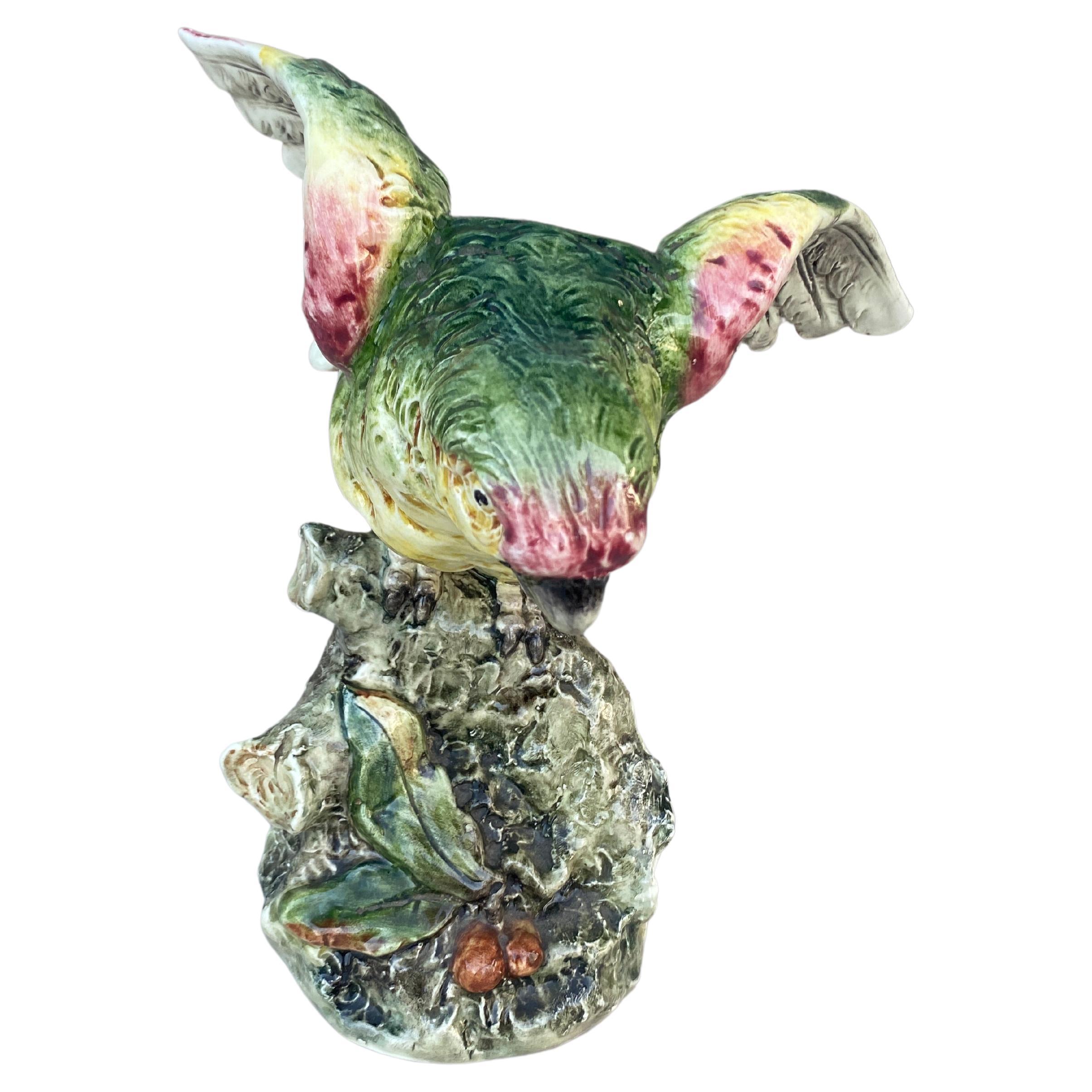 Art Nouveau Large Austrian Majolica Parrot Vase, circa 1890