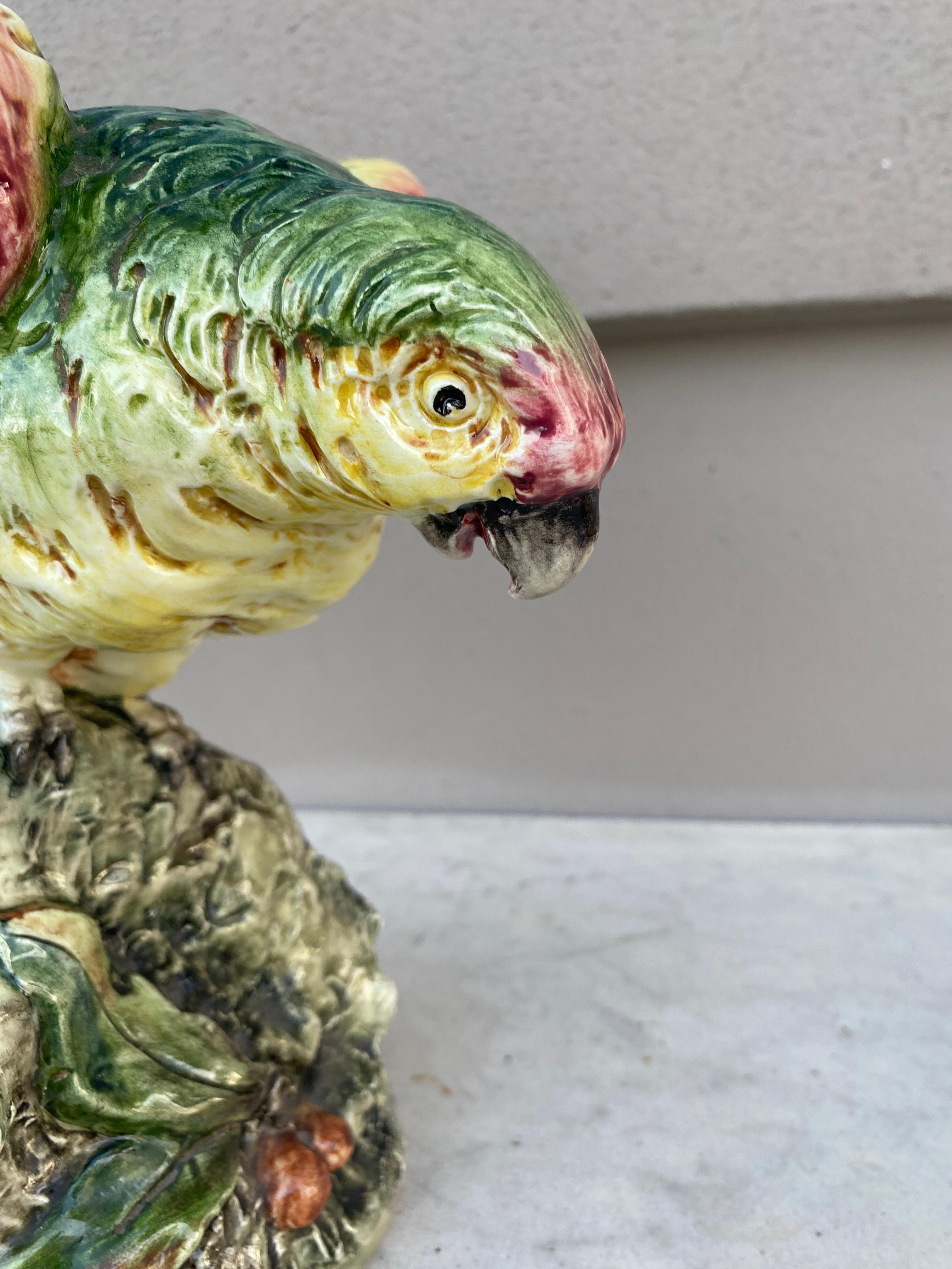 Late 19th Century Large Austrian Majolica Parrot Vase, circa 1890