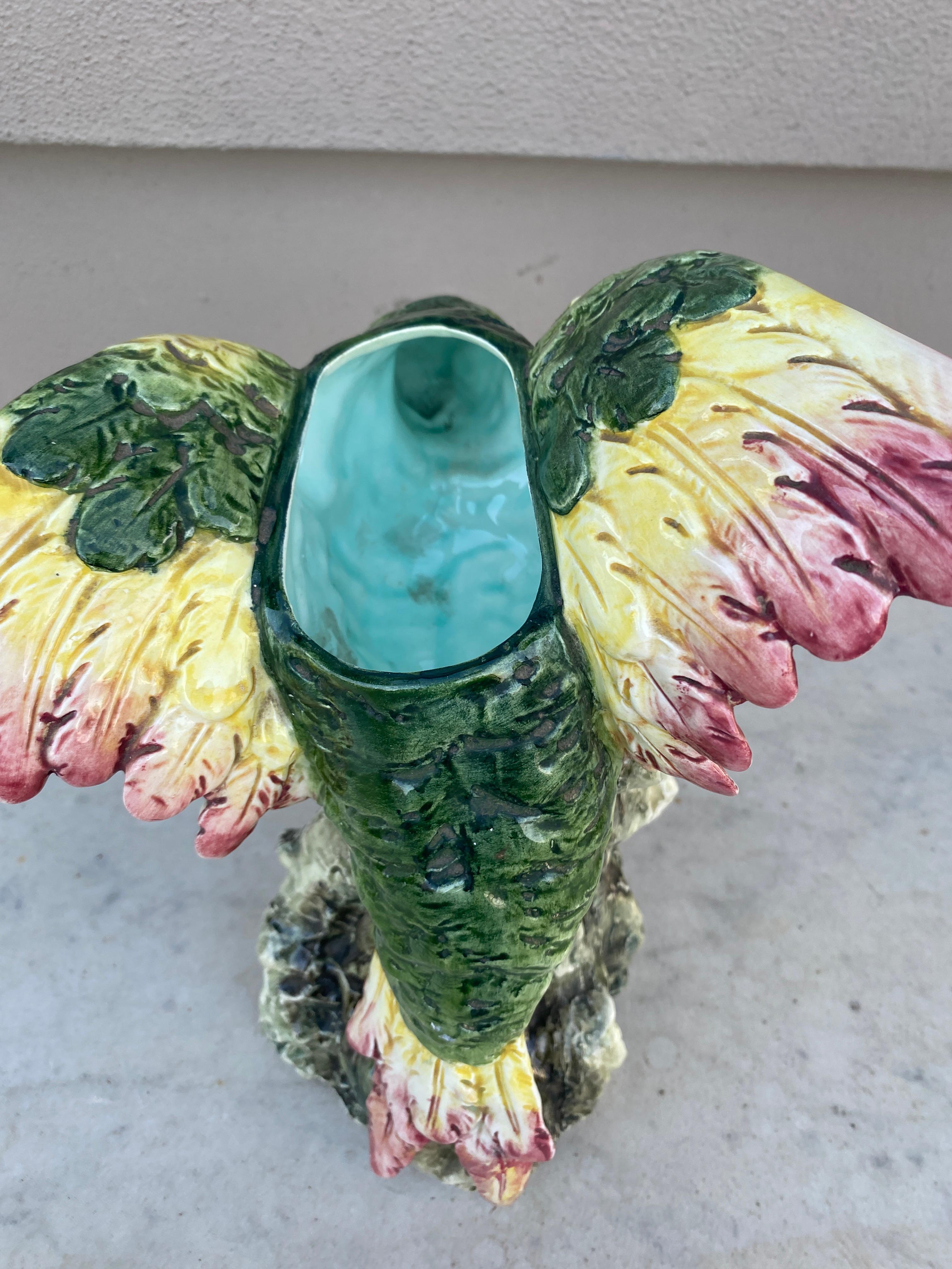 Large Austrian Majolica Parrot Vase, circa 1890 1