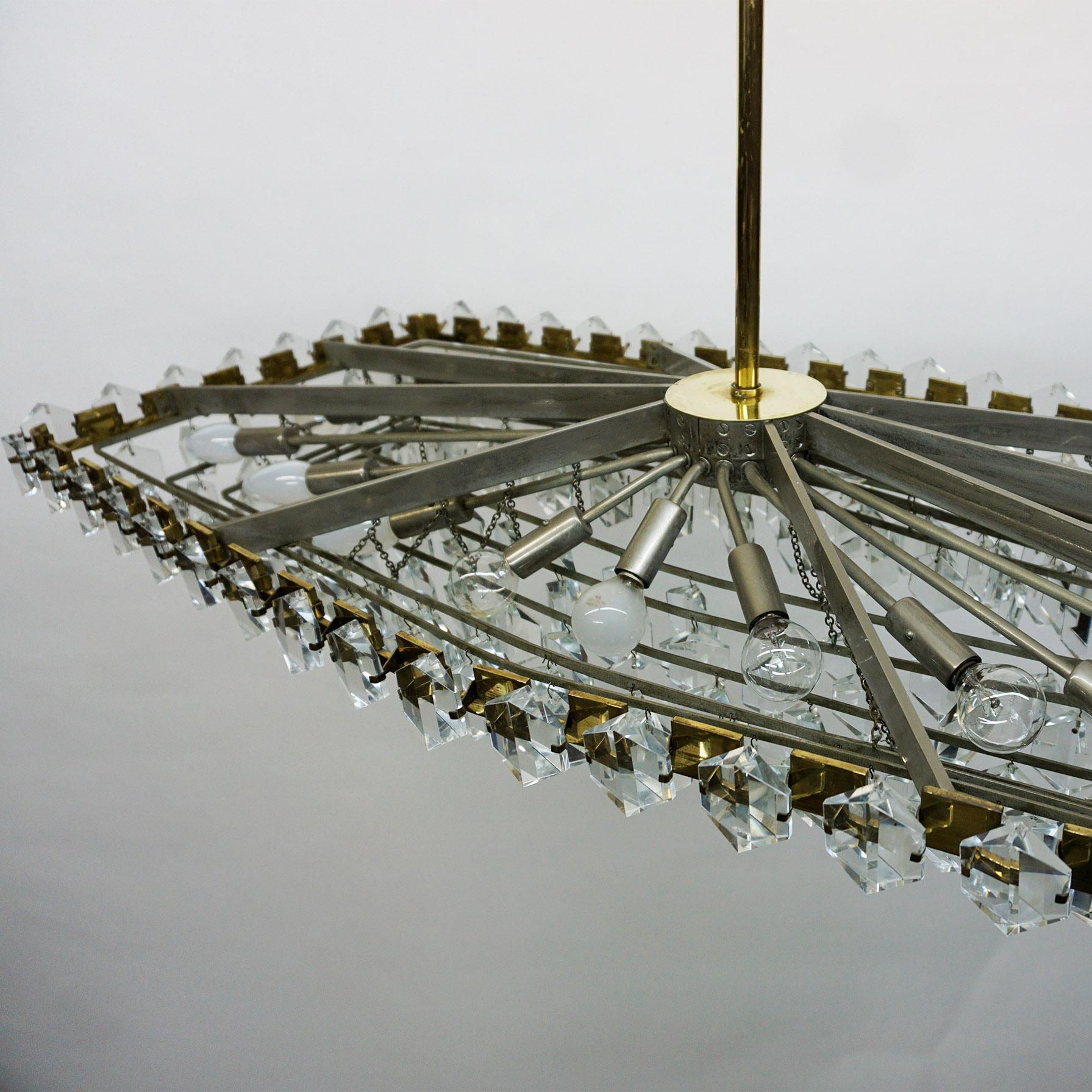 Mid-Century Modern Large Austrian Midcentury Crystal Glass Chandelier by O. Haerdtl for J L Lobmeyr