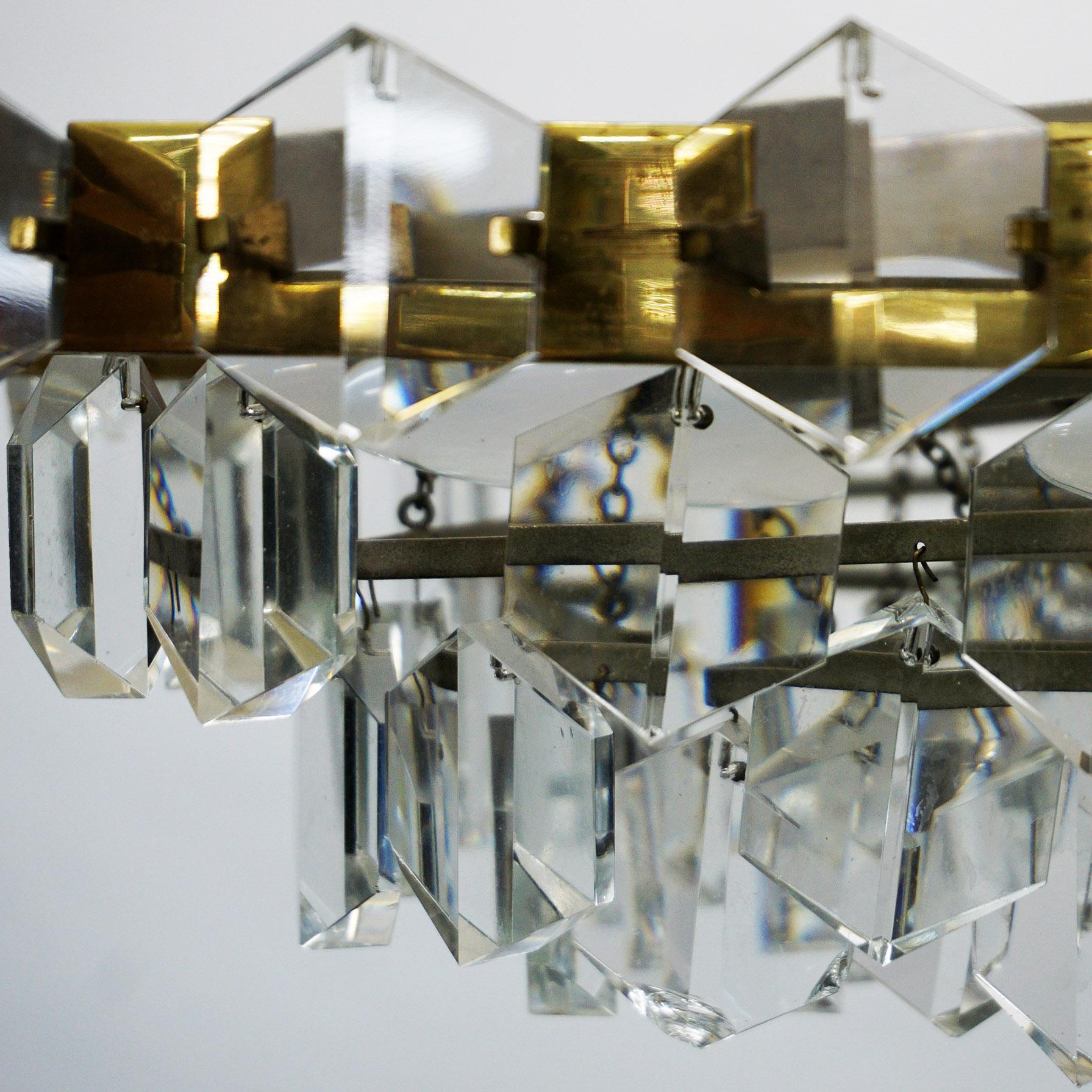 Large Austrian Midcentury Crystal Glass Chandelier by O. Haerdtl for J L Lobmeyr 3