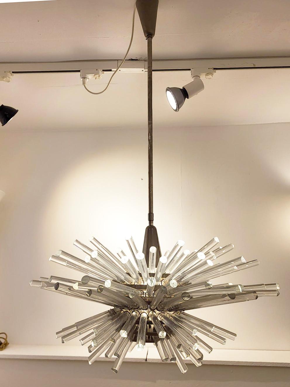 Plated Large Austrian Midcentury Crystal Glass Miracle Chandelier 3317 by Bakalowits For Sale
