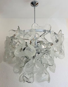 Large Austrian Midcentury Glass "Catena" Chandelier by Kalmar, 1970s