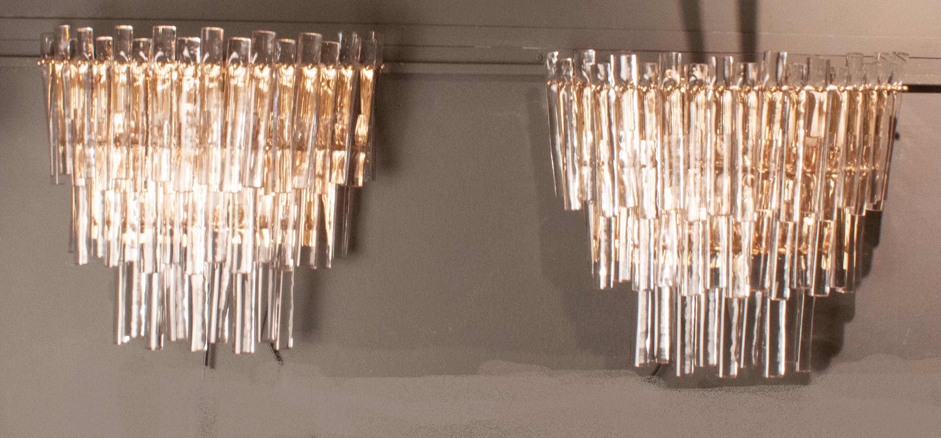 Mid-Century Modern Large Austrian Midcentury Glass Wall Sconces by Kalmar, 1970s