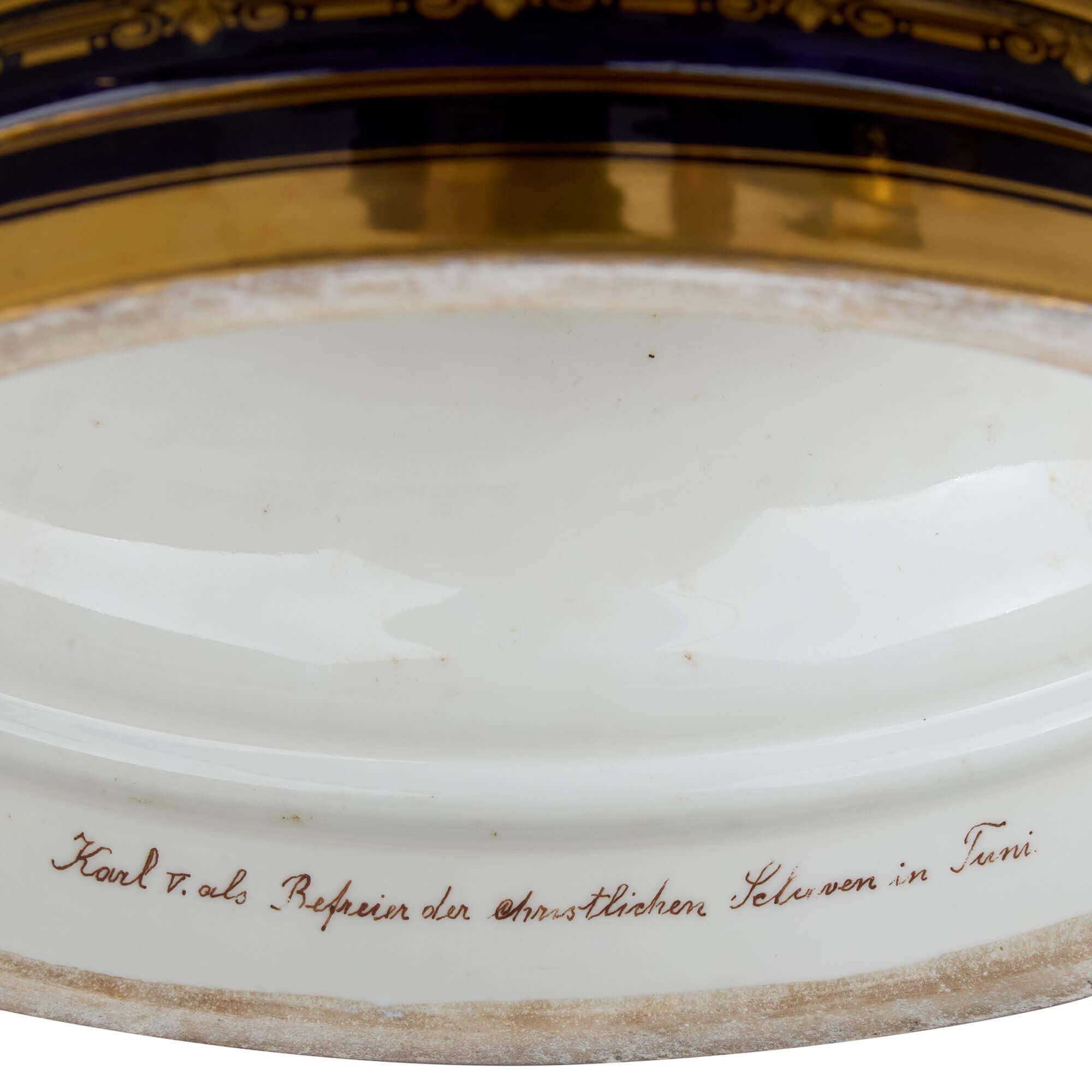 Large Austrian Neoclassical Style Porcelain Vases by Royal Vienna For Sale 2