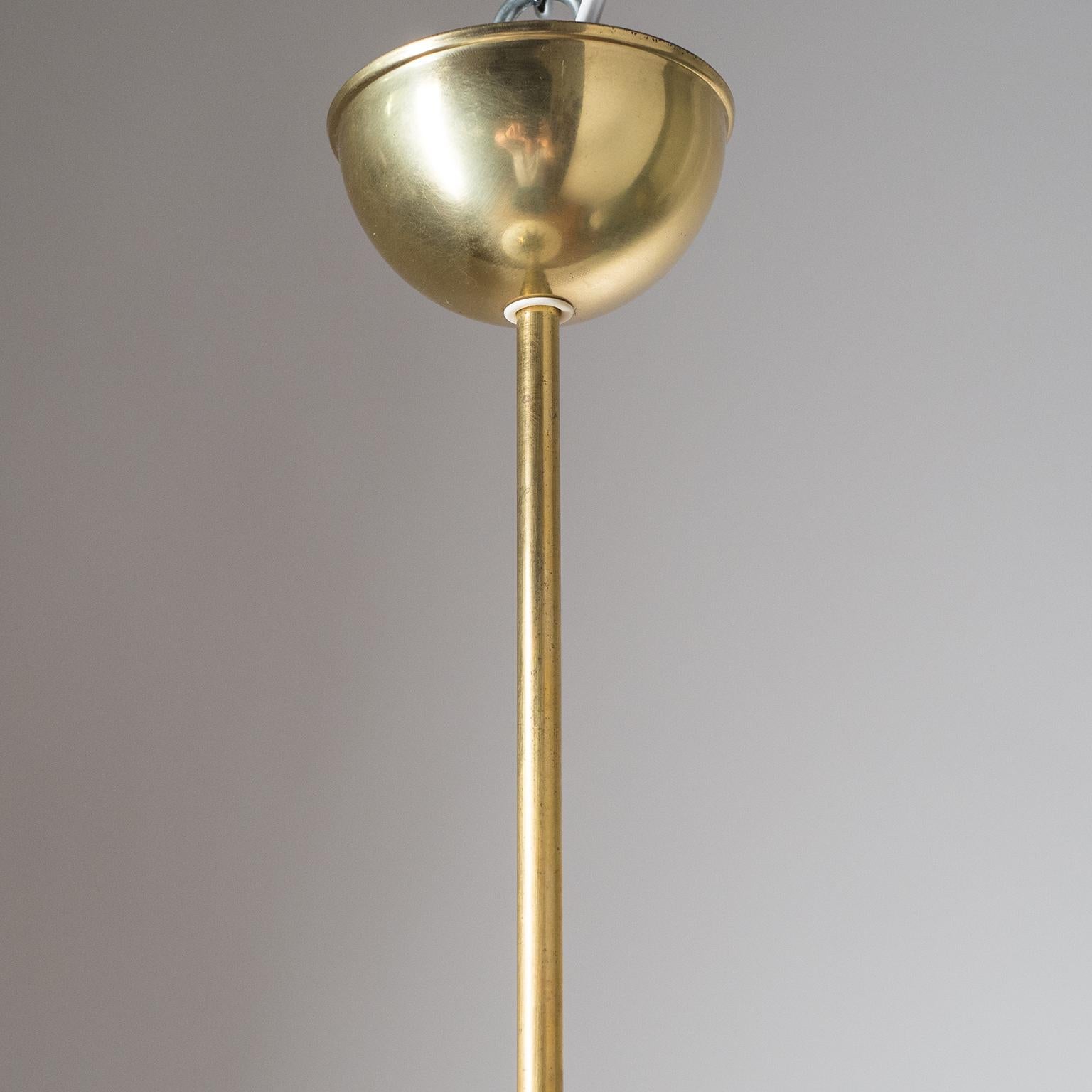 Large Austrian Pendant, 1950s, Brass and Satin Glass 2