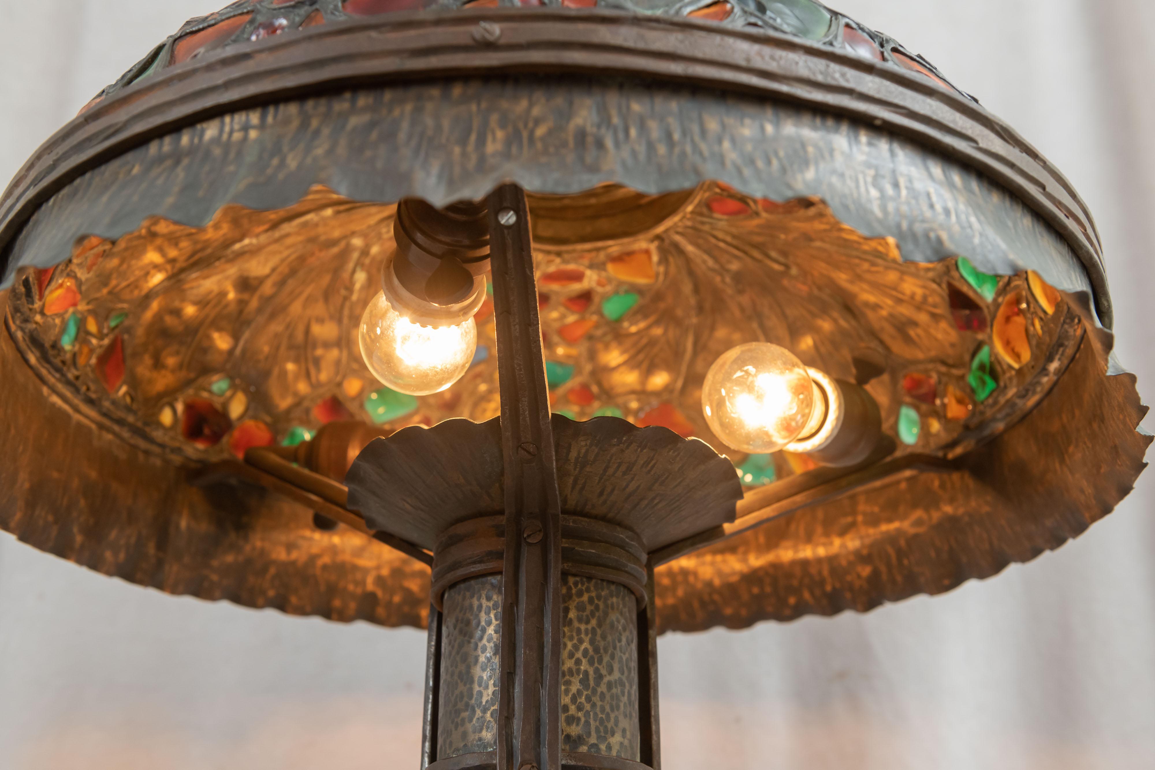 Large Austrian Secessionist/Arts &Crafts Chunk Jewel Table Lamp, ca. 1900 3