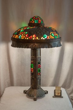 Large Austrian Secessionist/Arts &Crafts Chunk Jewel Table Lamp, ca. 1900