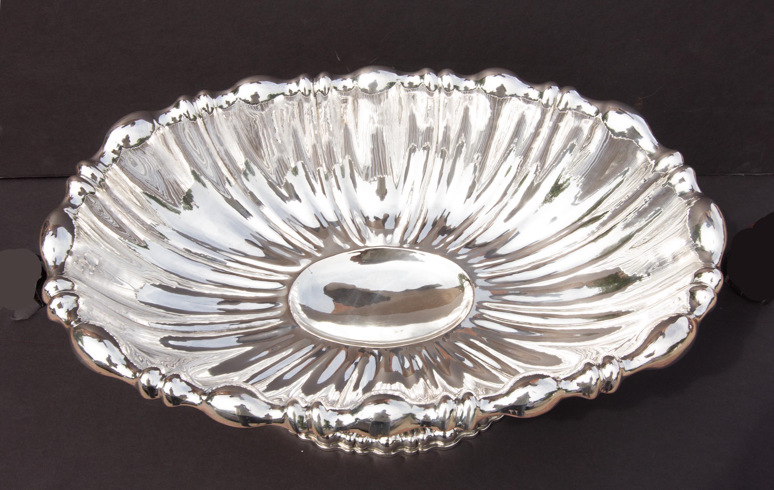 Hammered Large Austrian Silver Centerpiece or Punch  Bowl