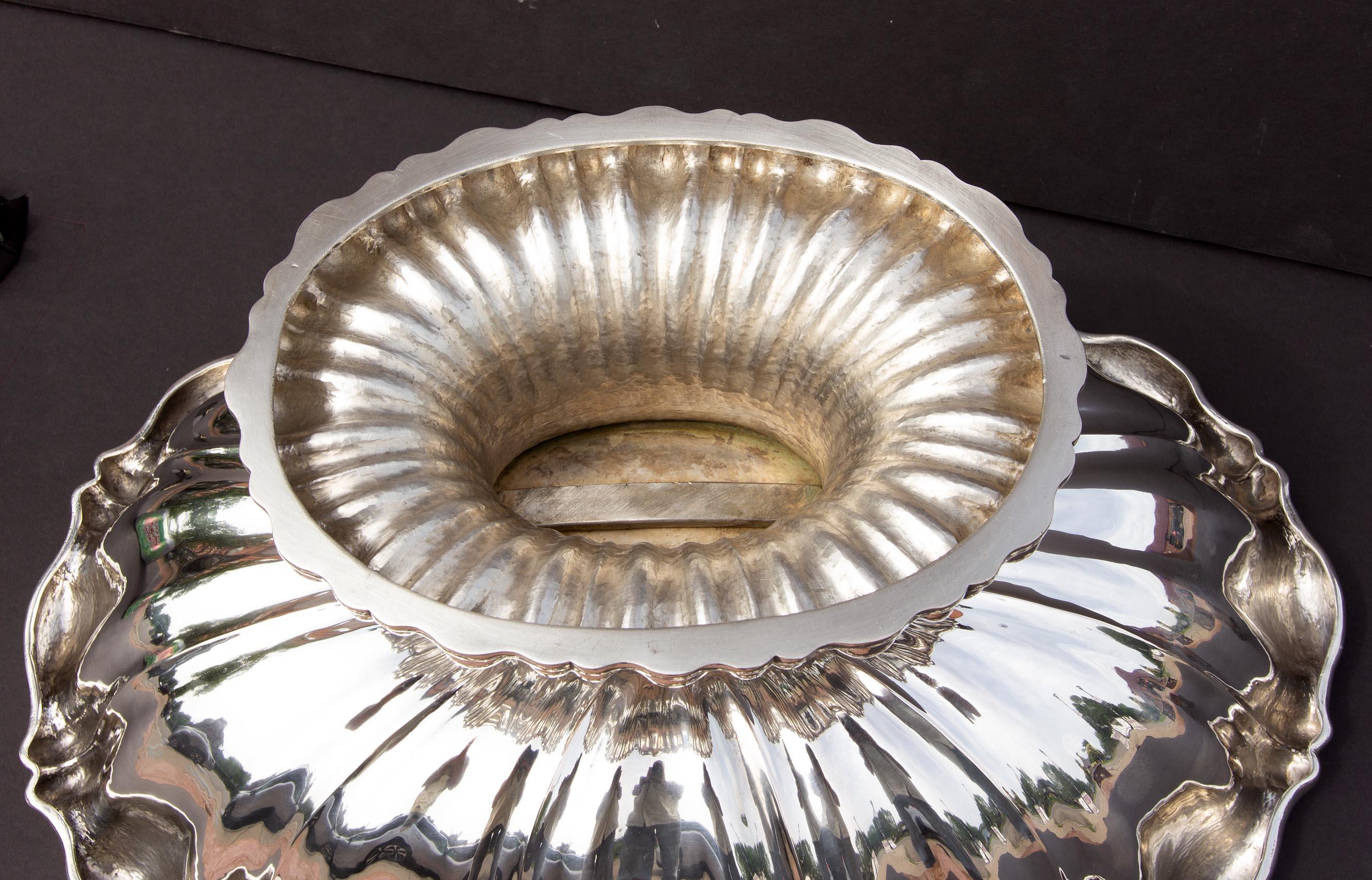 19th Century Large Austrian Silver Centerpiece or Punch  Bowl