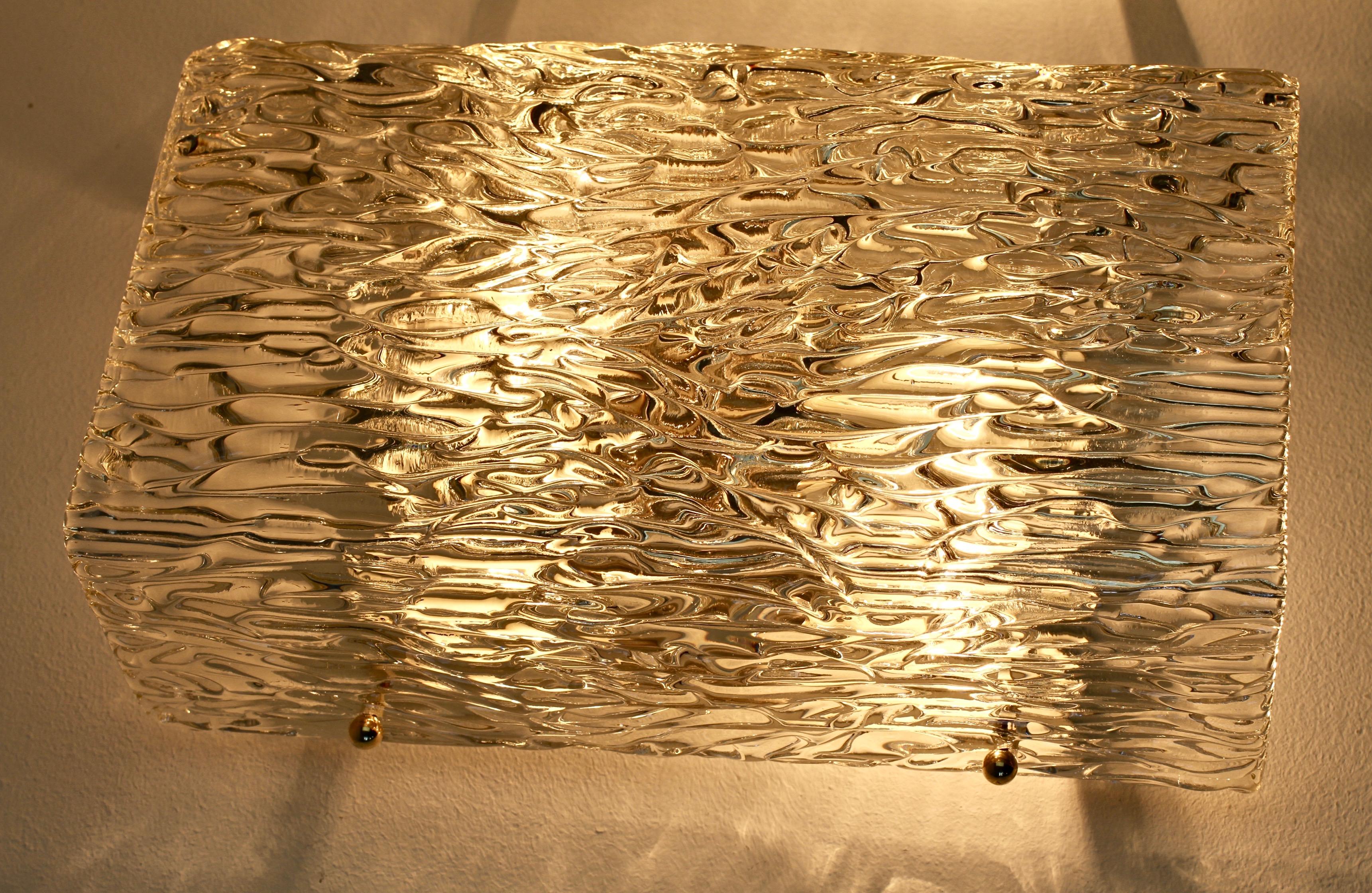 1 of 4 Large Austrian Textured Glass Wall Lights or Sconces by JT Kalmar c. 1955 For Sale 6