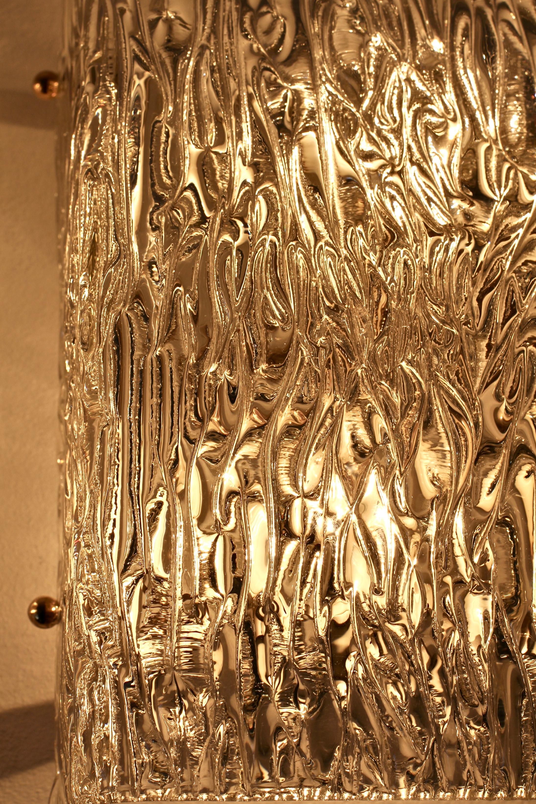 1 of 4 Large Austrian Textured Glass Wall Lights or Sconces by JT Kalmar c. 1955 For Sale 10