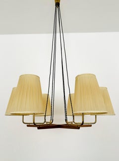 Large Austrian Walnut Chandelier by Oswald Haerdtl for Kalmar
