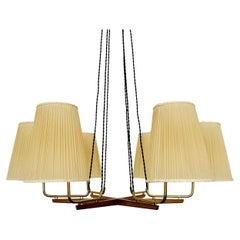 Large Austrian Walnut Chandelier by Oswald Haerdtl for Kalmar