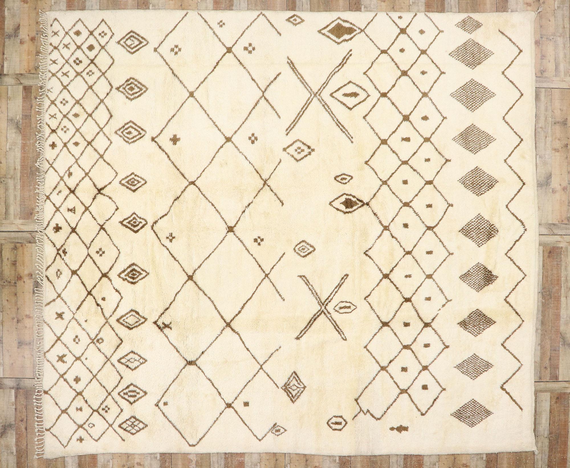 Laine Grand tapis berbère marocain authentique, le confort hygge rencontre le charme nomade en vente
