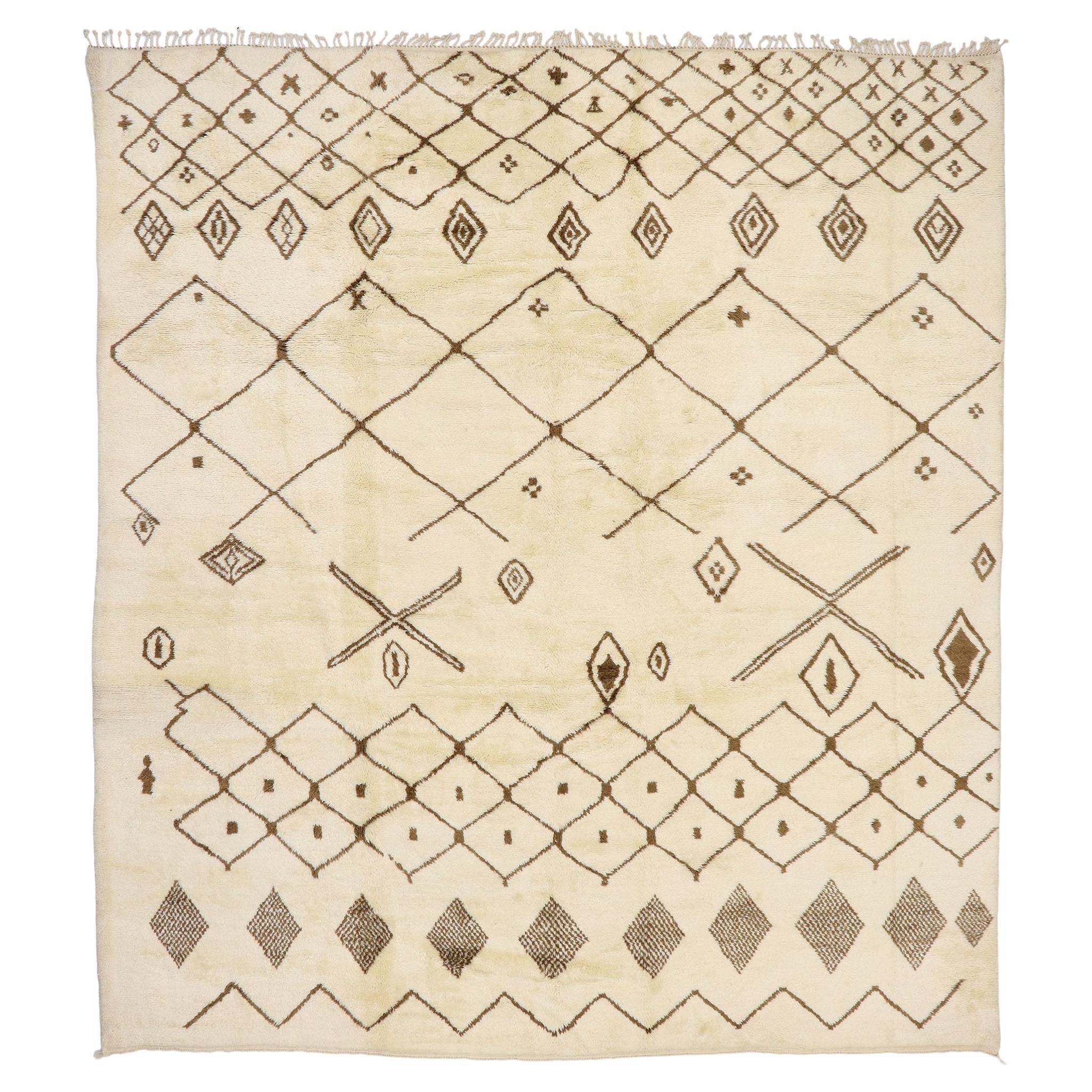 Grand tapis berbère marocain authentique, le confort hygge rencontre le charme nomade