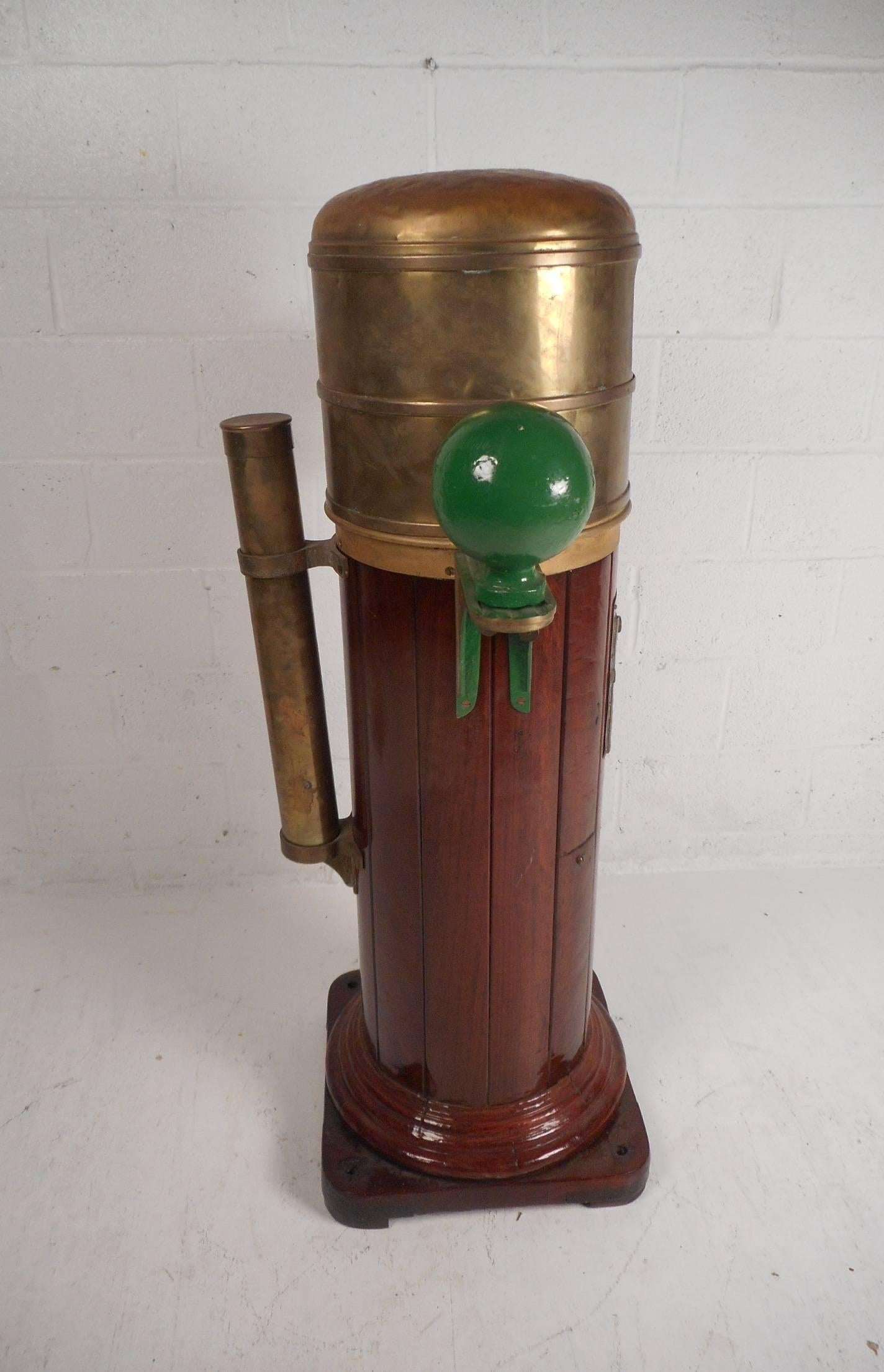 Mid-Century Modern Large Authentic Brass Ship Binnacle Made in Great Britain