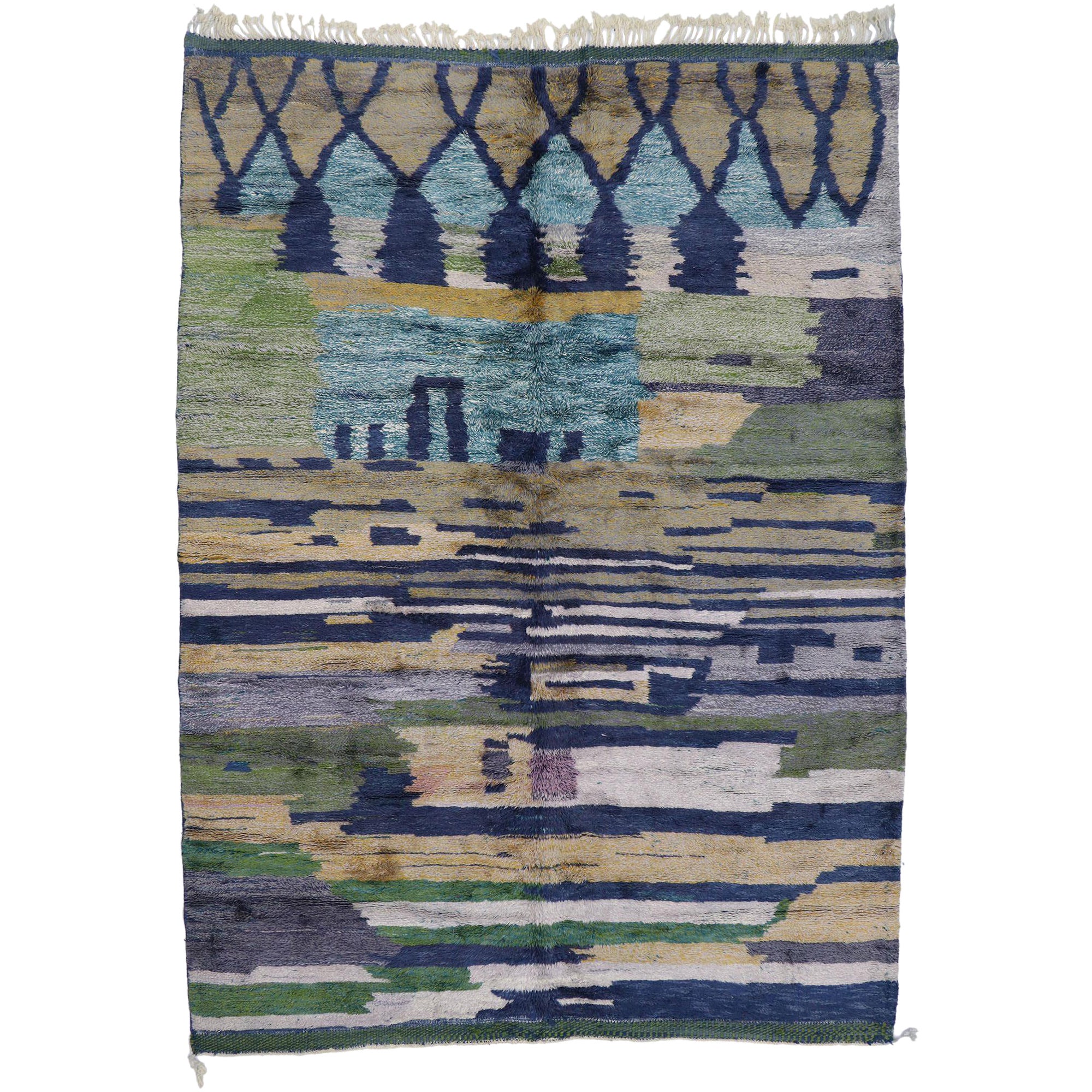 Large Authentic Earthy Abstract Moroccan Rug by Berber Tribes of Morocco For Sale
