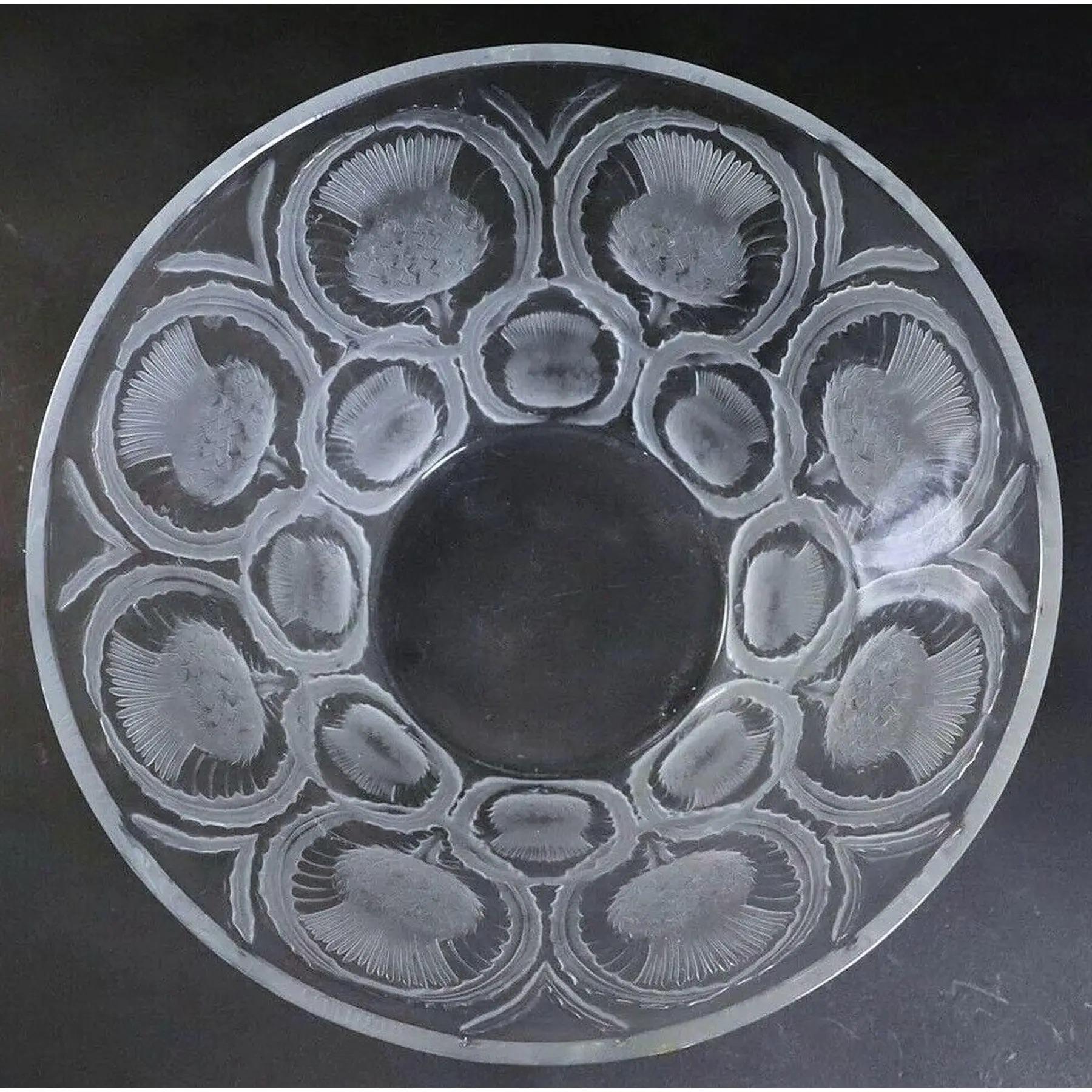 Crystal Large Authentic Lalique Thistle Bowl For Sale