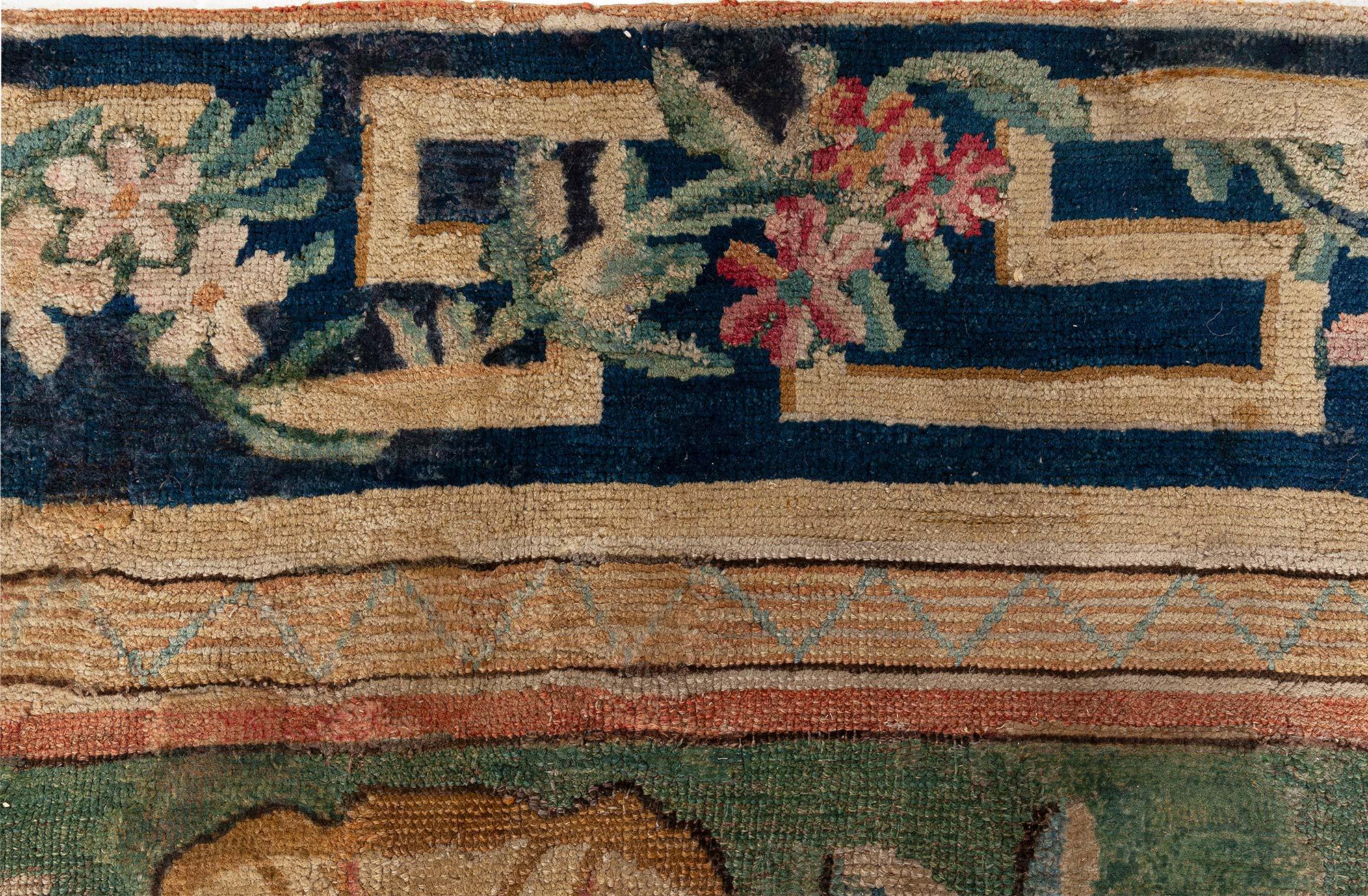 Doris Leslie Blau Grande autentico Savonnerie Bold Tappeto in lana fatto a mano in vendita 8