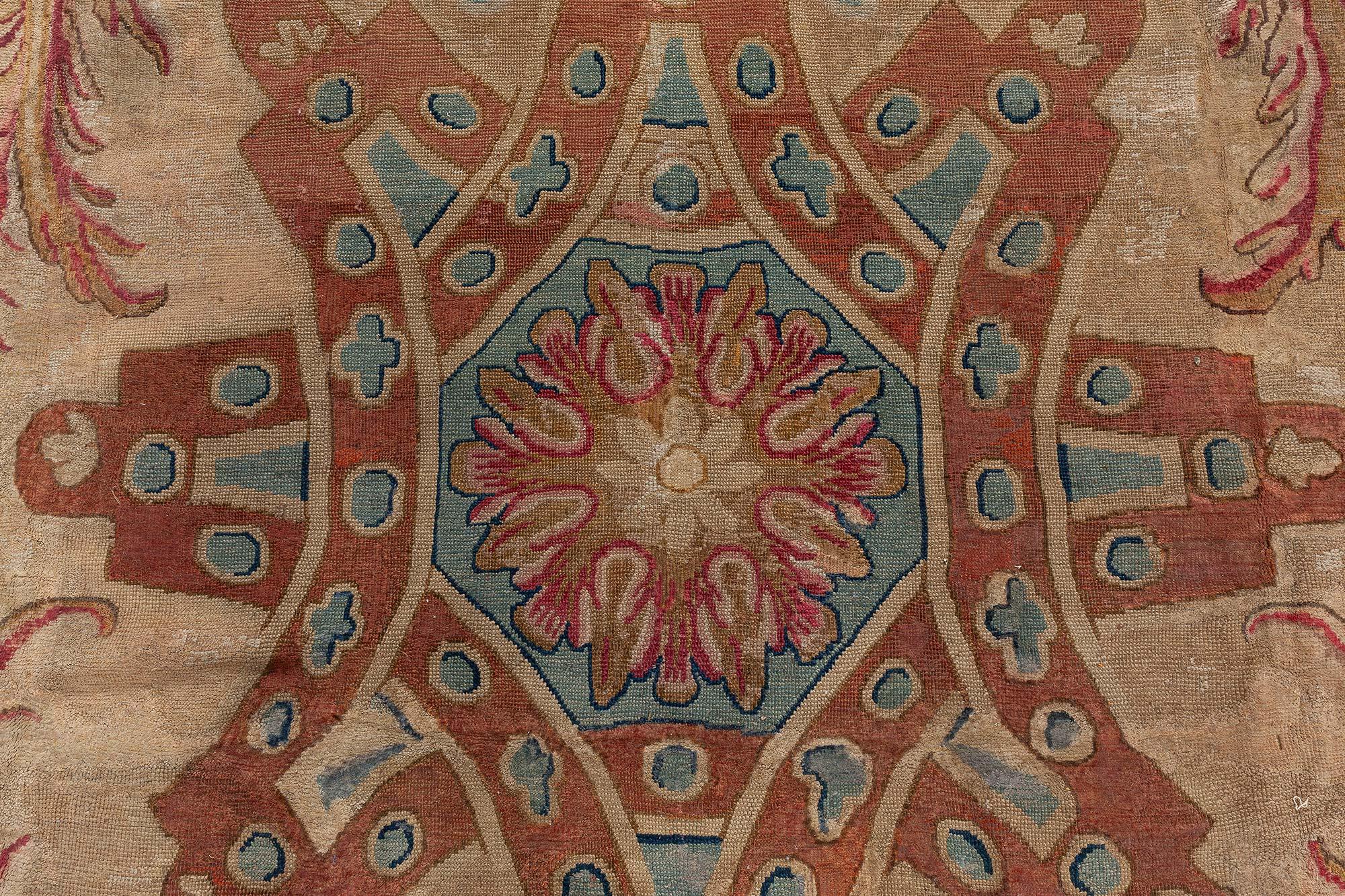 Doris Leslie Blau Grande autentico Savonnerie Bold Tappeto in lana fatto a mano in vendita 1