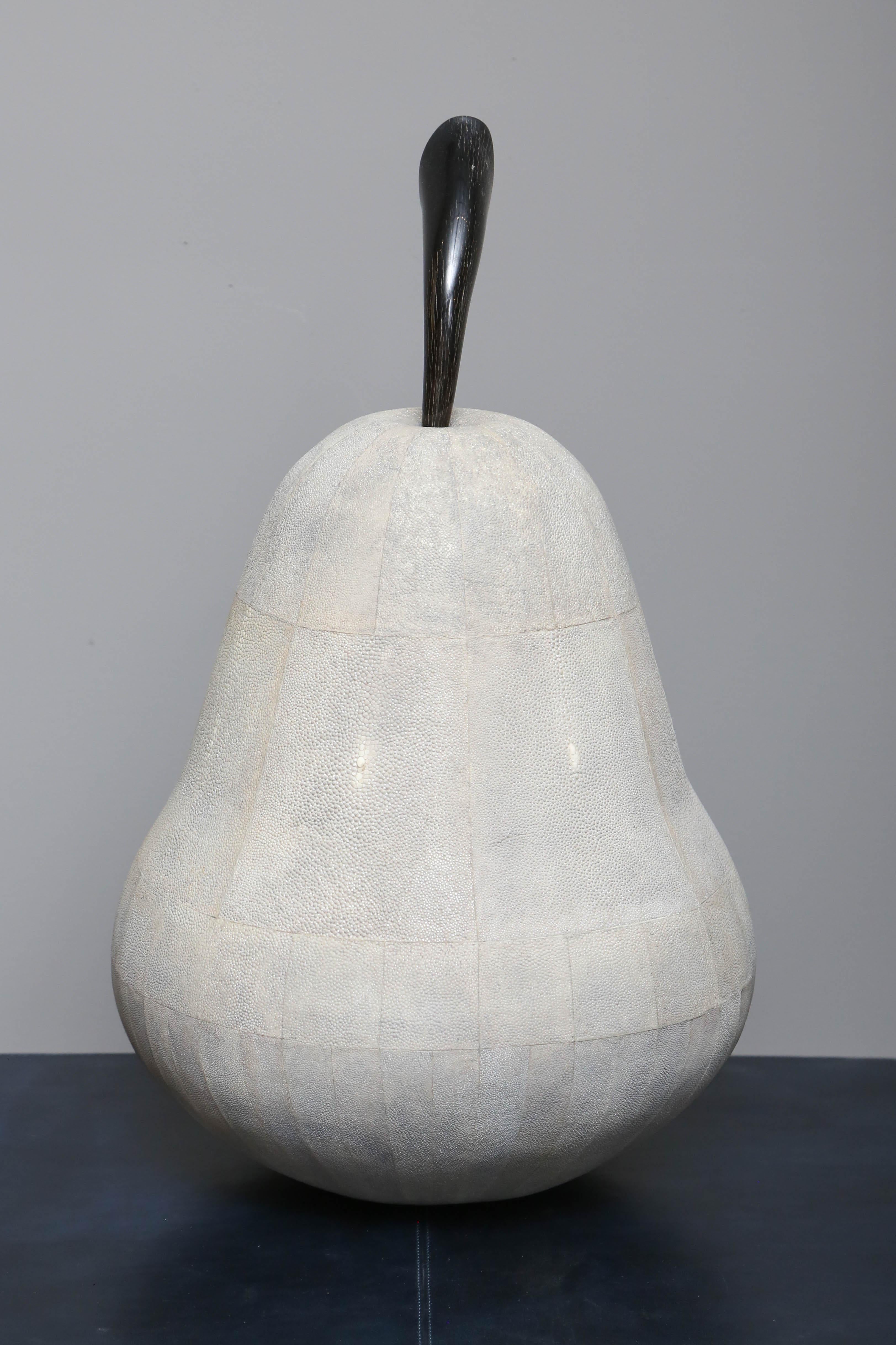 Contemporary Large Authentic Shagreen Pear with Horn Stamp by Serge de Troyer, France, 2018