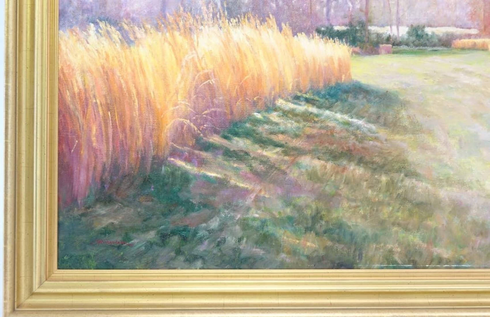 Large Autumn Field Oil on Canvas Painting by Richardson In Good Condition For Sale In Newmanstown, PA
