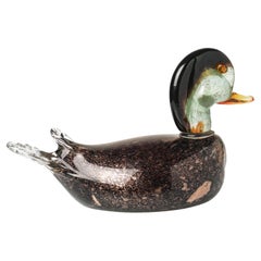 Large Aventurine Glass Sculpture of a Duck by Vincenzo Nason, Murano