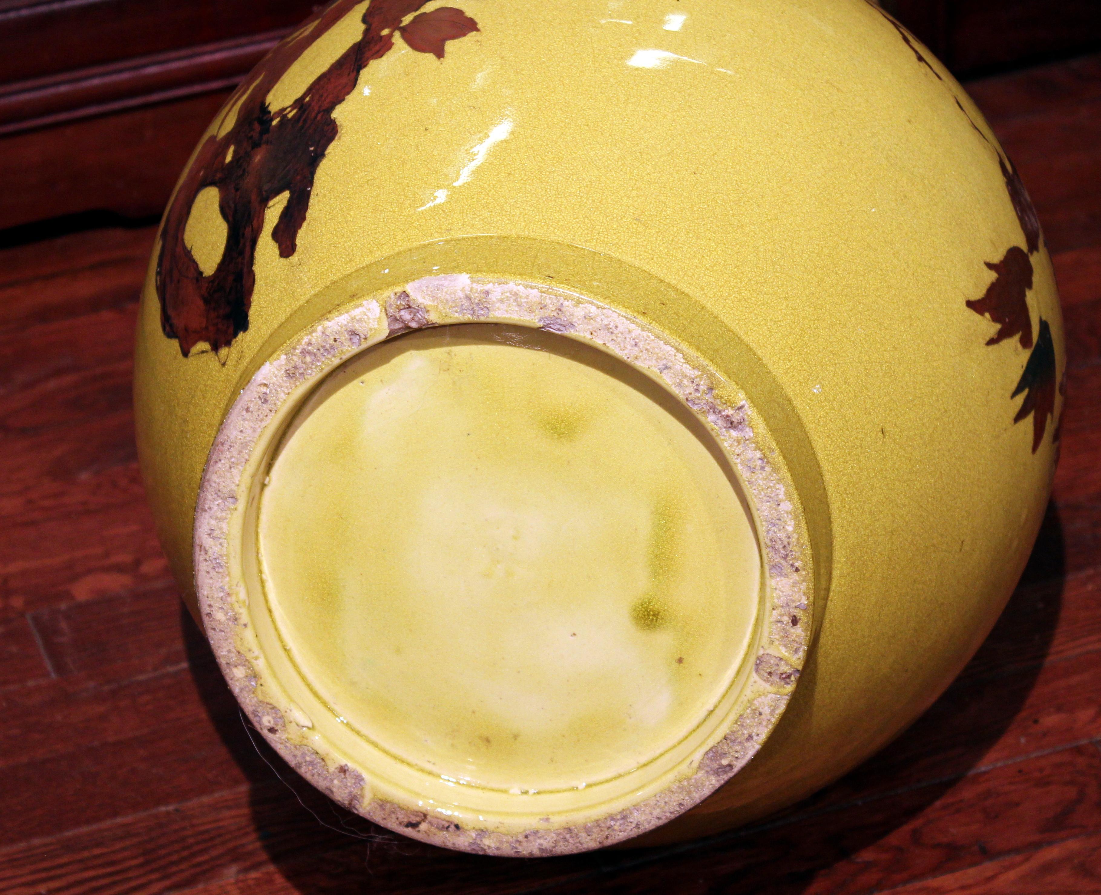 Large Awaji Pottery Bottle Floor Vase Lacquer Decoration For Sale 1