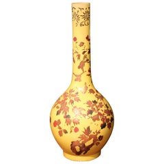 Large Awaji Pottery Bottle Floor Vase Lacquer Decoration