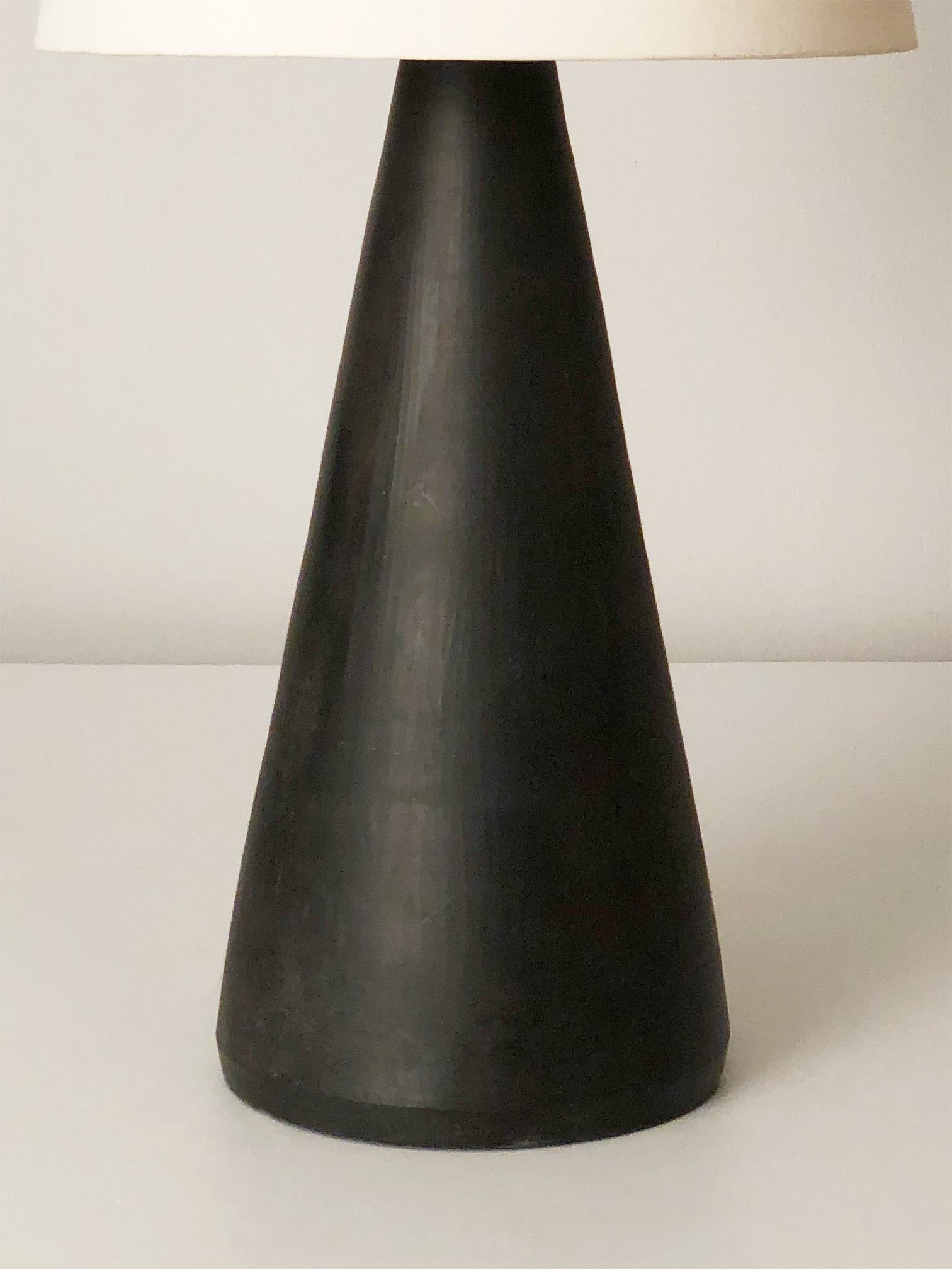 Turned Large Axel Brüel Black Glaze Danish Mid-Century Ceramic Table Lamp by Nymølle