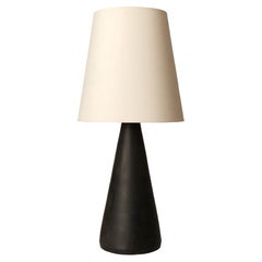 Large Axel Brüel Black Glaze Danish Mid-Century Ceramic Table Lamp by Nymølle