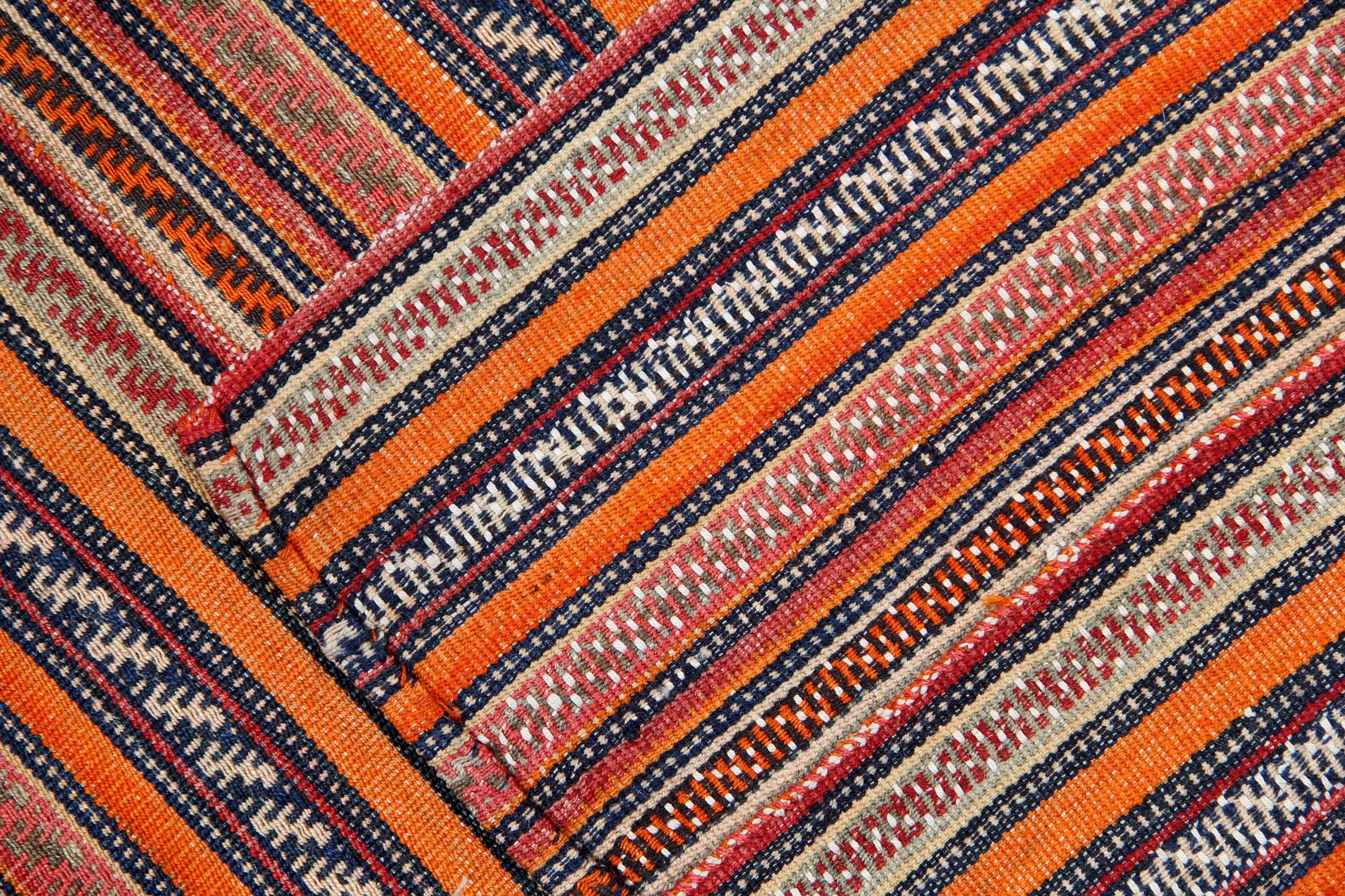Azerbaijani Large Azerbaijan Jajim Textile, Handwoven Flat-Woven Tapestry Rug For Sale